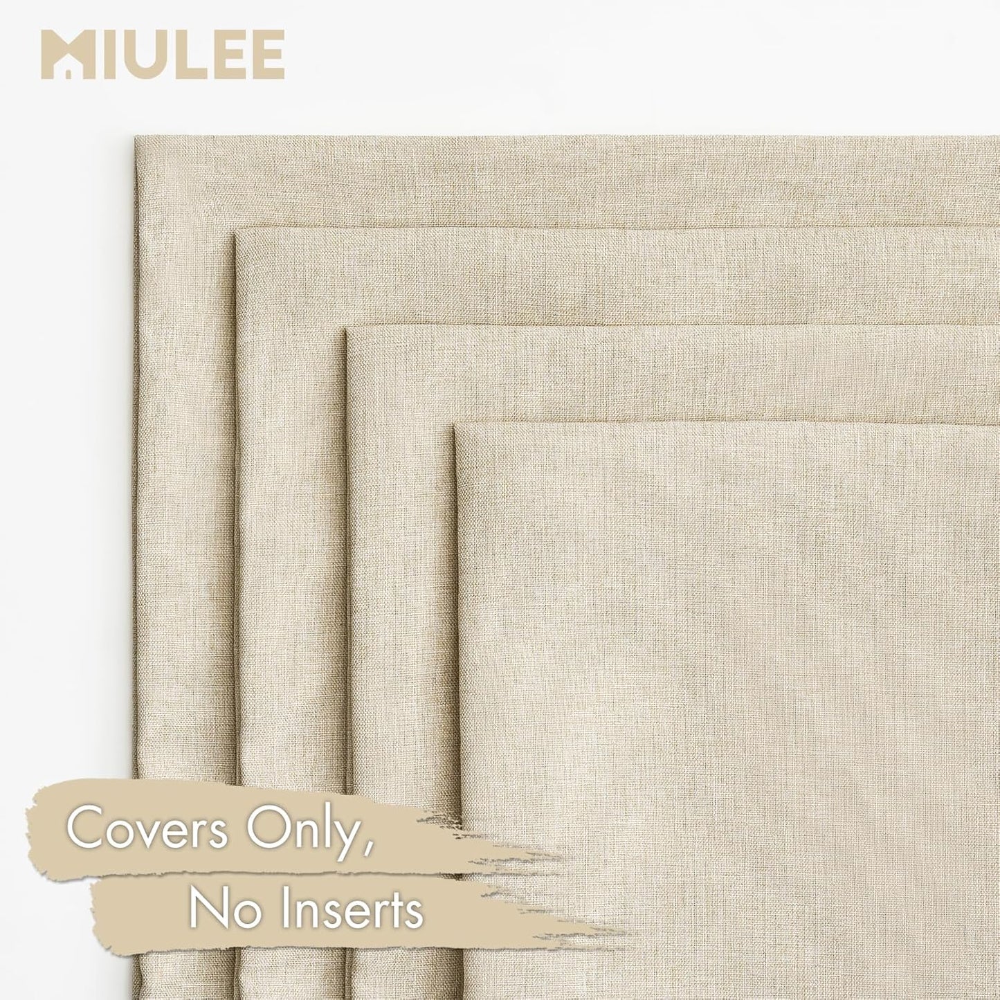 Pack of 4 Decorative Outdoor Throw Pillow Covers Linen Waterproof Pillow Covers Farmhouse Cushion Cases for Patio Garden Tent Balcony Couch Sofa 18X18 Inch Beige