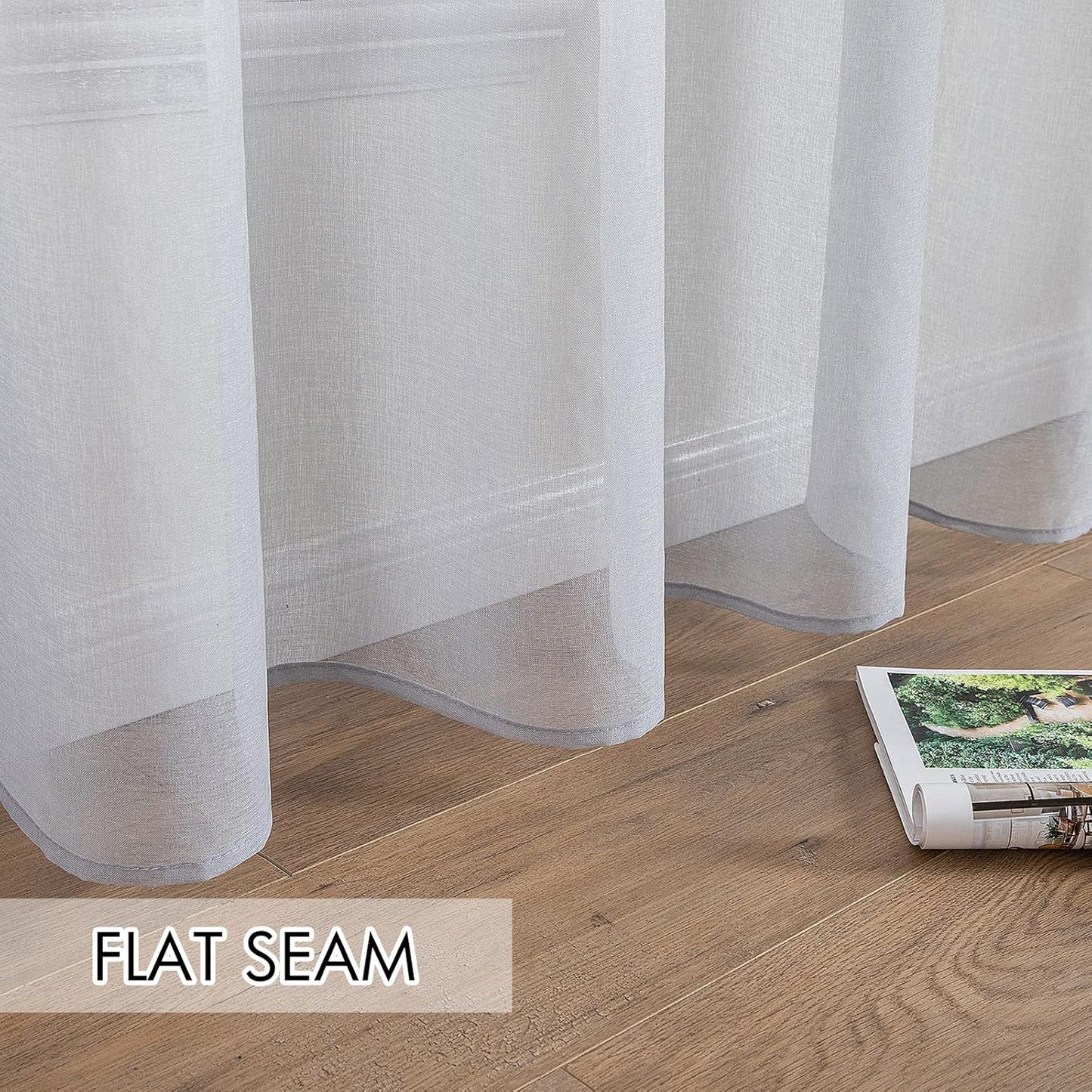 2 Panels Grey Semi Sheer Window Curtains Elegant Grommet Top Window Voile Drapes/Treatment Linen Textured Panels for Bedroom Living Room (54X54 Inches)