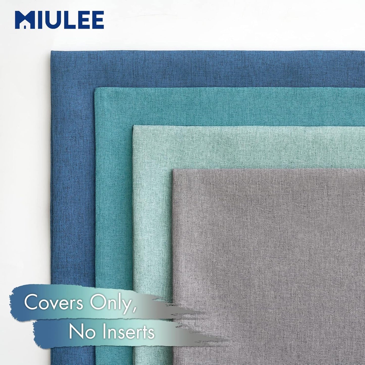 Pack of 4 Decorative Outdoor Throw Pillow Covers Linen Waterproof Pillow Covers Farmhouse Cushion Cases for Patio Garden Tent Balcony Couch Sofa 18X18 Inch Blue