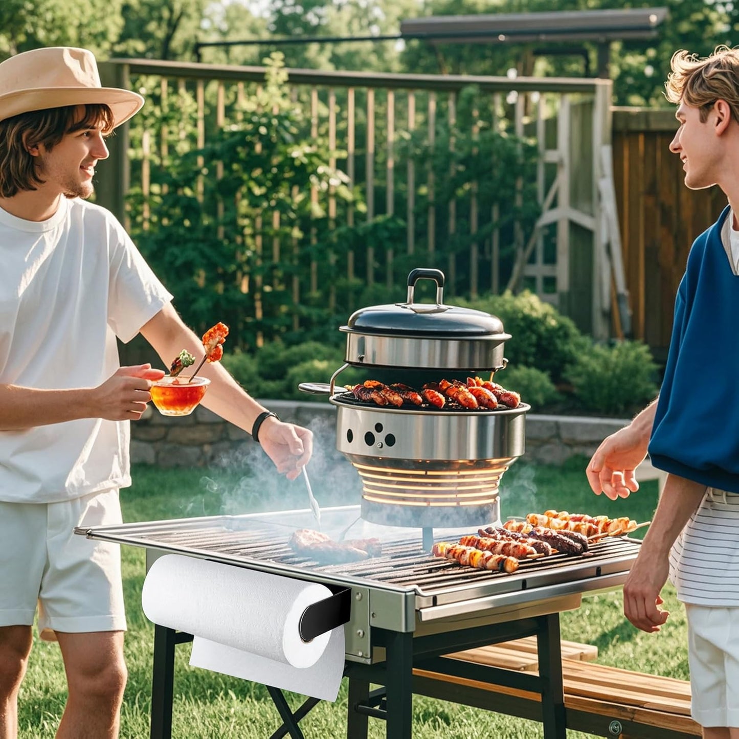Magnetic Black Paper Towel Holder for Kitchen, Outdoor Grill, and Garage - Durable Stainless Steel Rack with Strong Magnets