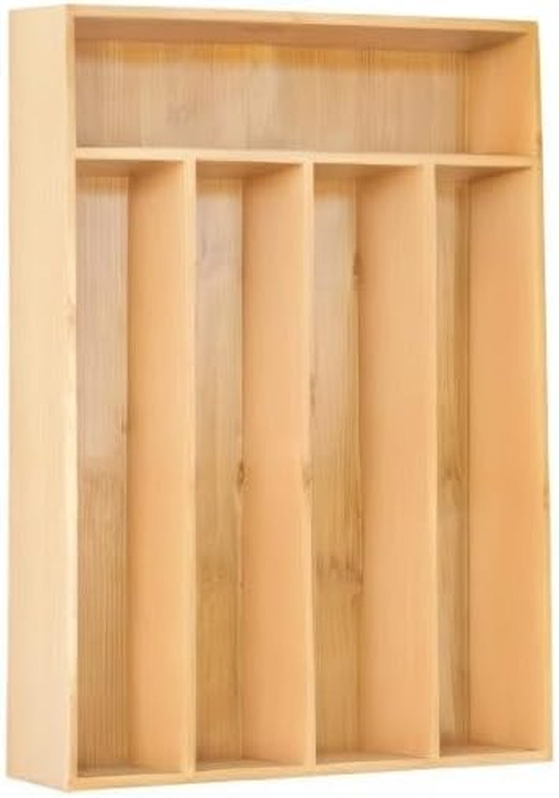 Silverware Organizer Kitchen Drawer Organizer Utensil Organizer Bamboo Silverware Holder Cutlery Organizer in Drawer Flatware Organizer Tray(5 Slots, Natural