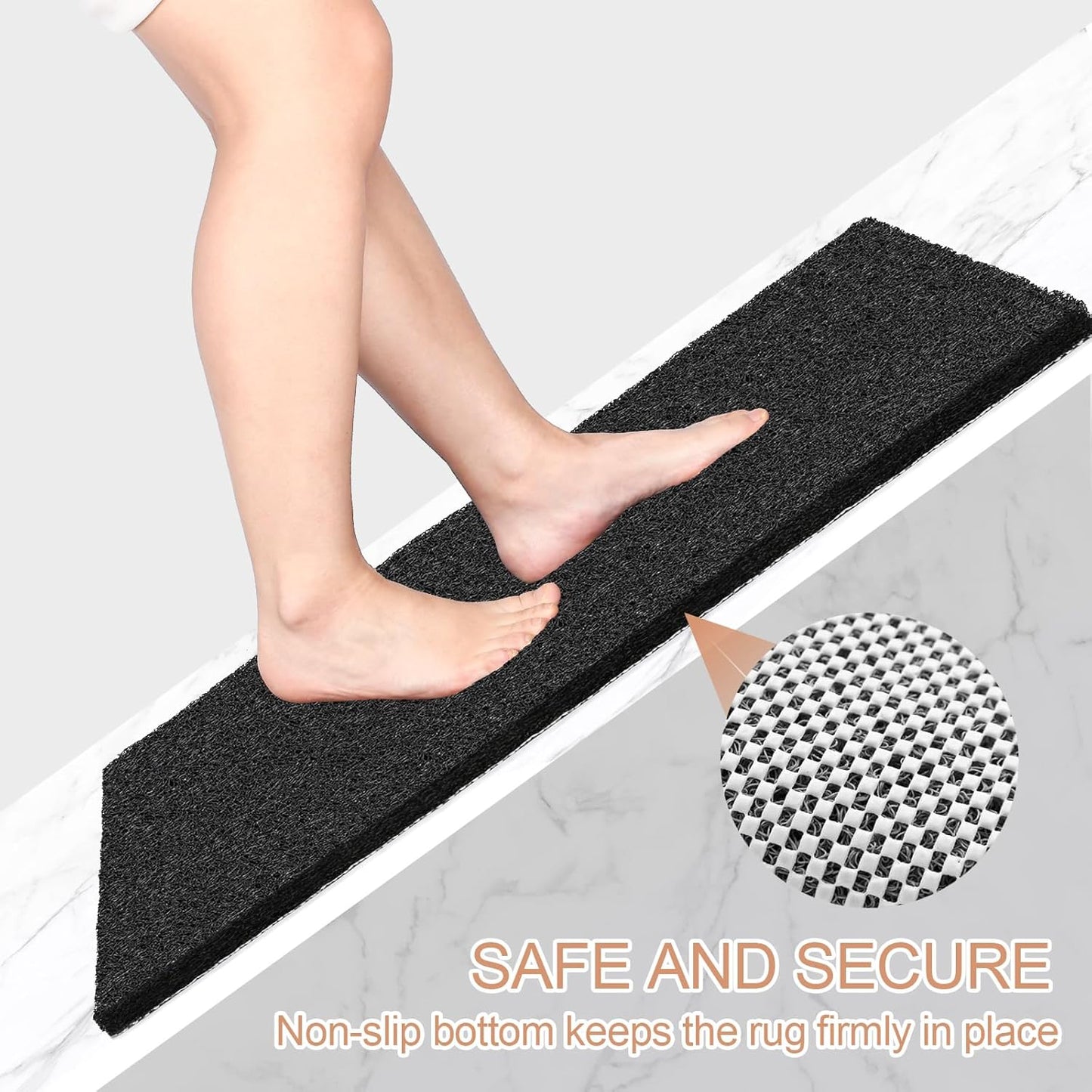 Shower Mats for Showers anti Slip for Elderly, 24'' X 17'' Non Slip Bath Mat for inside Shower, Bath Tub Mats for Bathroom Non Slip for Shower, PVC Loofah Bathroom Mats, Black