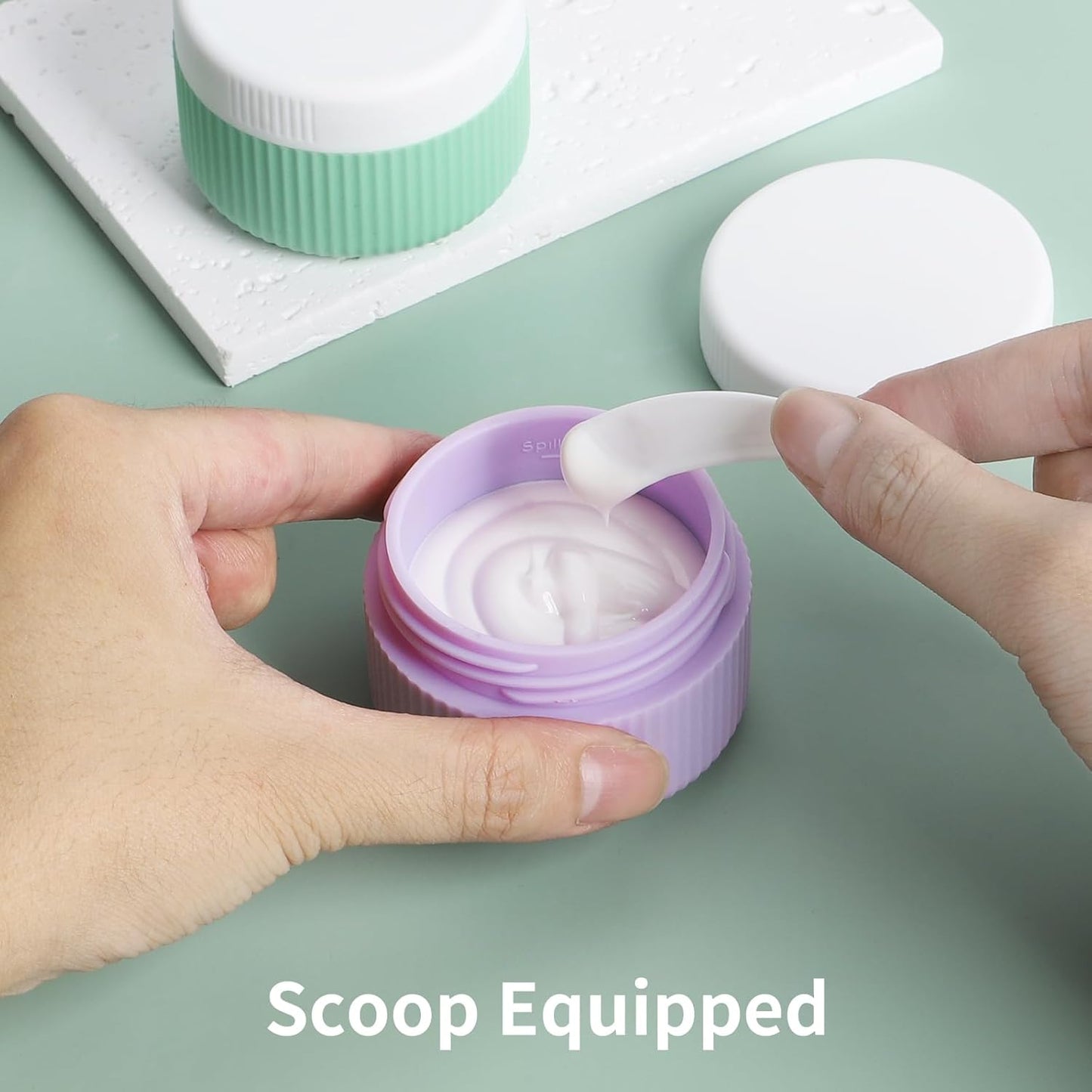 Travel Containers for Toiletries, TSA Approved 1.5 Oz Silicone Cream Jars, Leak-Proof Journey Containers, Trip Accessories with Lid for Cosmetic Face Hand 4 Pack White Lid - Bright