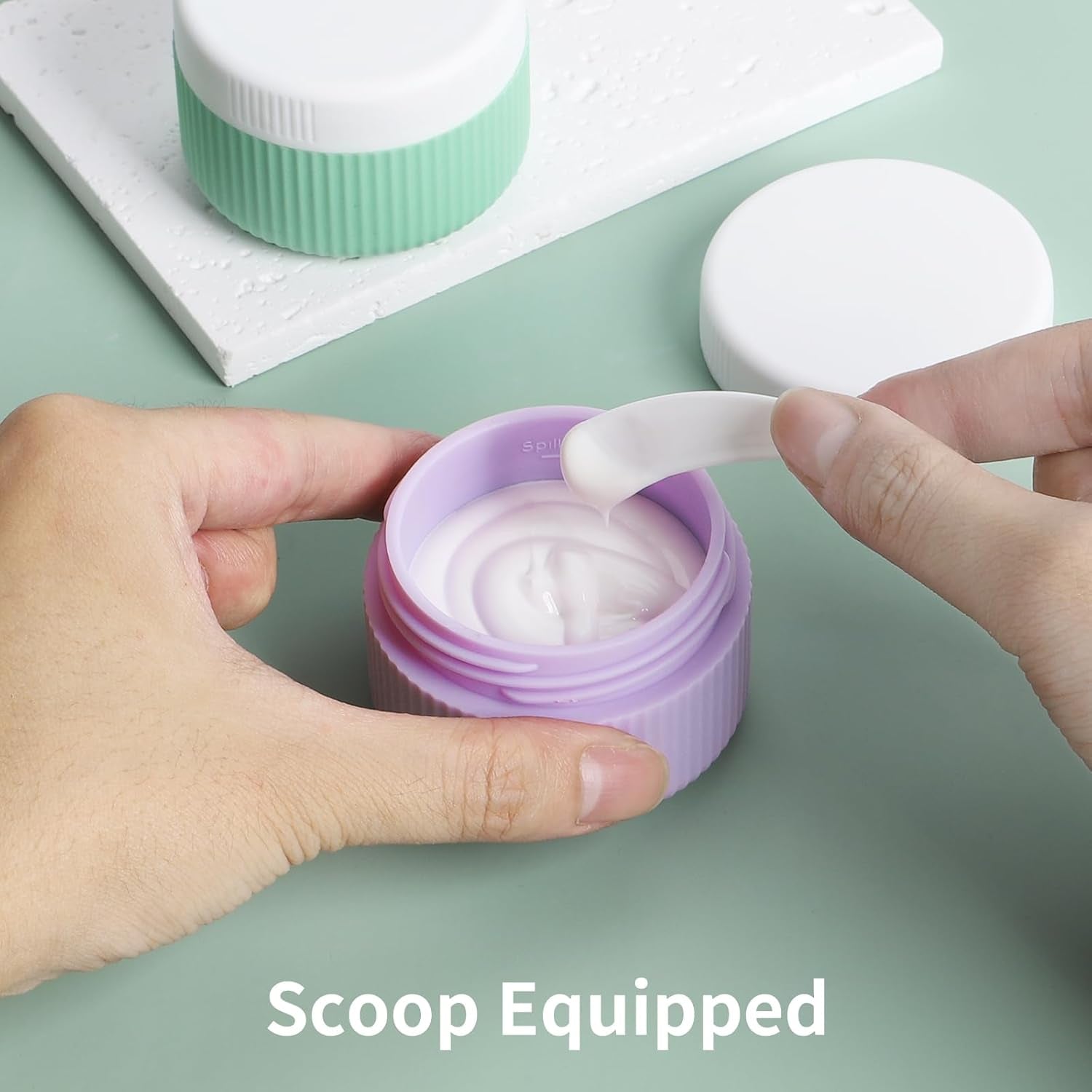 Travel Containers for Toiletries, TSA Approved 1.5 Oz Silicone Cream Jars, Leak-Proof Journey Containers, Trip Accessories with Lid for Cosmetic Face Hand 4 Pack White Lid - Bright