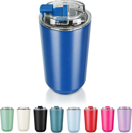 Insulated Tumblers with Lid, 14 Oz Travel Coffee Mug Stainless Steel Vacuum Cup, Leak Proof Reusable Double Walled Coffee Tumbler for Iced and Hot Drinks, Klein Blue
