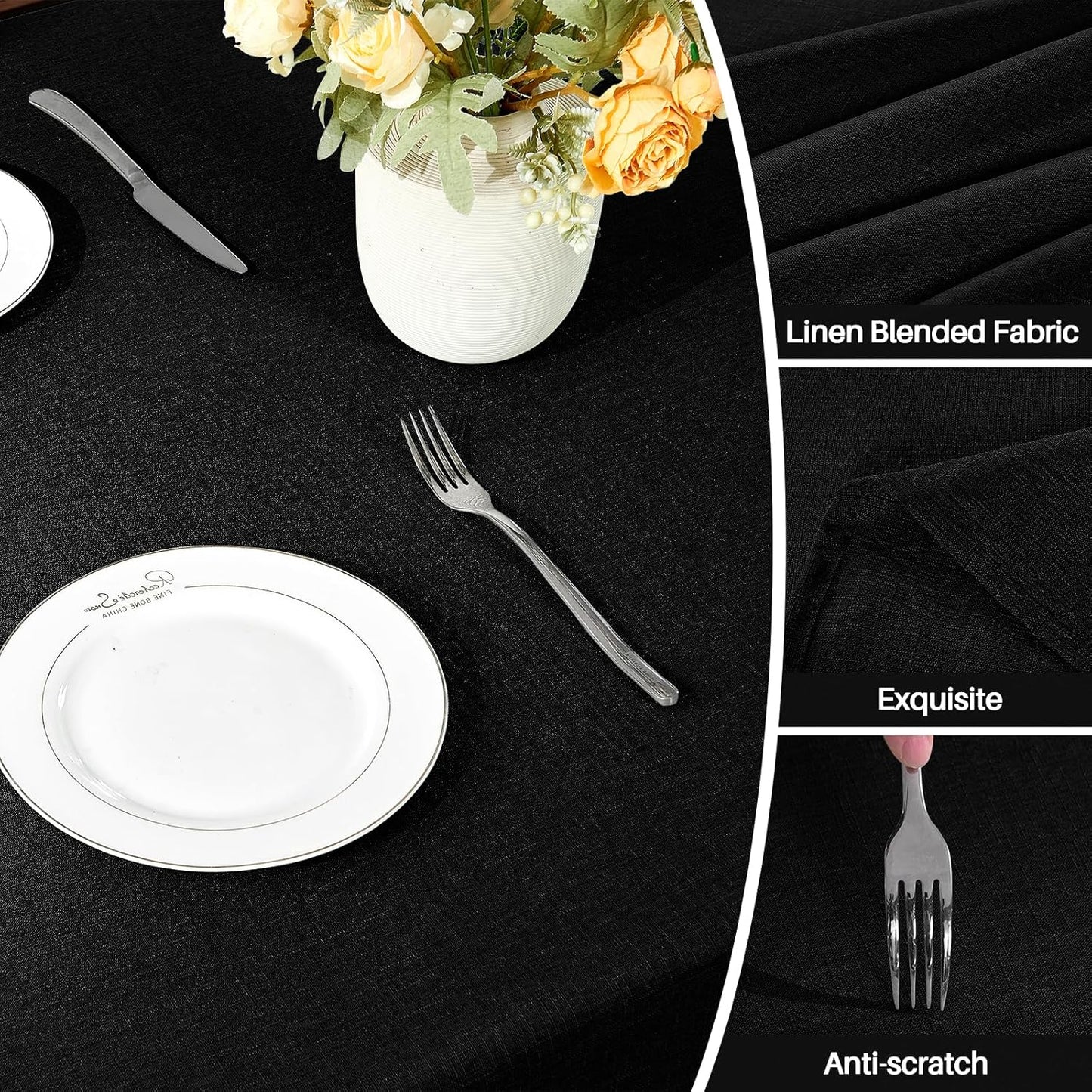 Textured Linen Table Cloth for Rectangle Table - Waterproof Fabric Tablecloth Rectangular Wrinkle Free Wipeable Dining Cover for Wedding/Birthday/Party Decor, 52 X 70 Inch