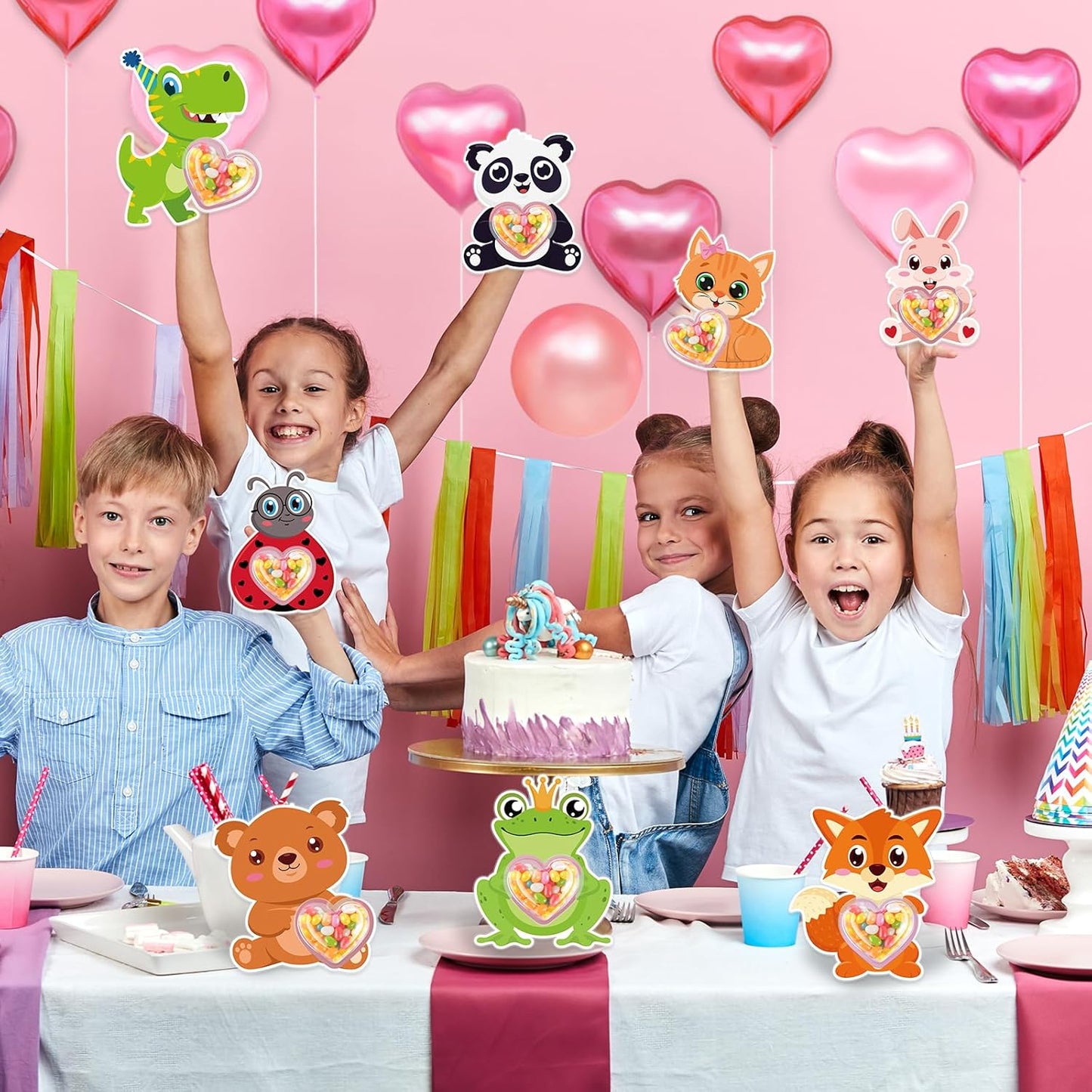 36Set Valentines Day Cards with Candy Dome Holders, Cute Animal Valentines Candy Holder Cards for Kids, Funny Valentines Exchange Greeting Cards DIY Gift Box School Classroom Crafts Prize Party Favors