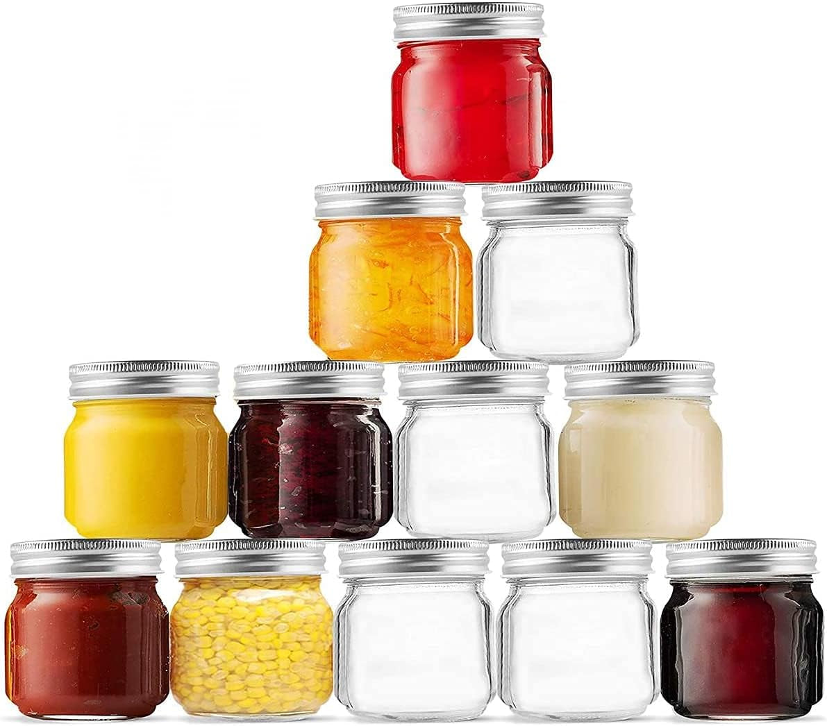 Small Mason Jars Regular Mouth - 8 Oz Clear Glass Jars with Silver Metal Lids for Sealing, Food Storage, Overnight Oats, Jelly, Dry Food, Jam,Diy Jars, 6PCS