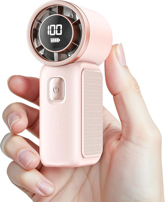 Portable Handheld Mini Fan, 6 Gear Wind, Hand Small Travel Personal Held Fans, Rechargeable Turbo Fan, Gifts for Women Men, for Camping Vacation Outdoor (Pink)