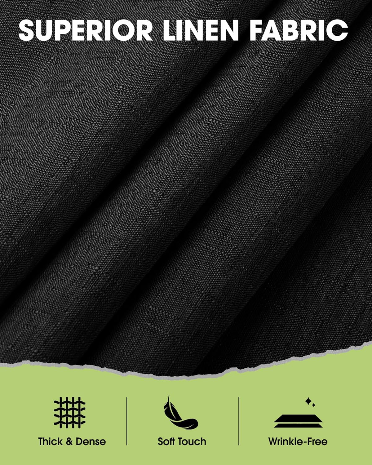 Rectangle Linen Tablecloth Waterproof & Stain Resistant, Wrinkle-Free Table Cloth Adds Elegance and Protection, Ideal for Dining, Party, Wedding and Outdoor, 52 X 70 Inch, Black