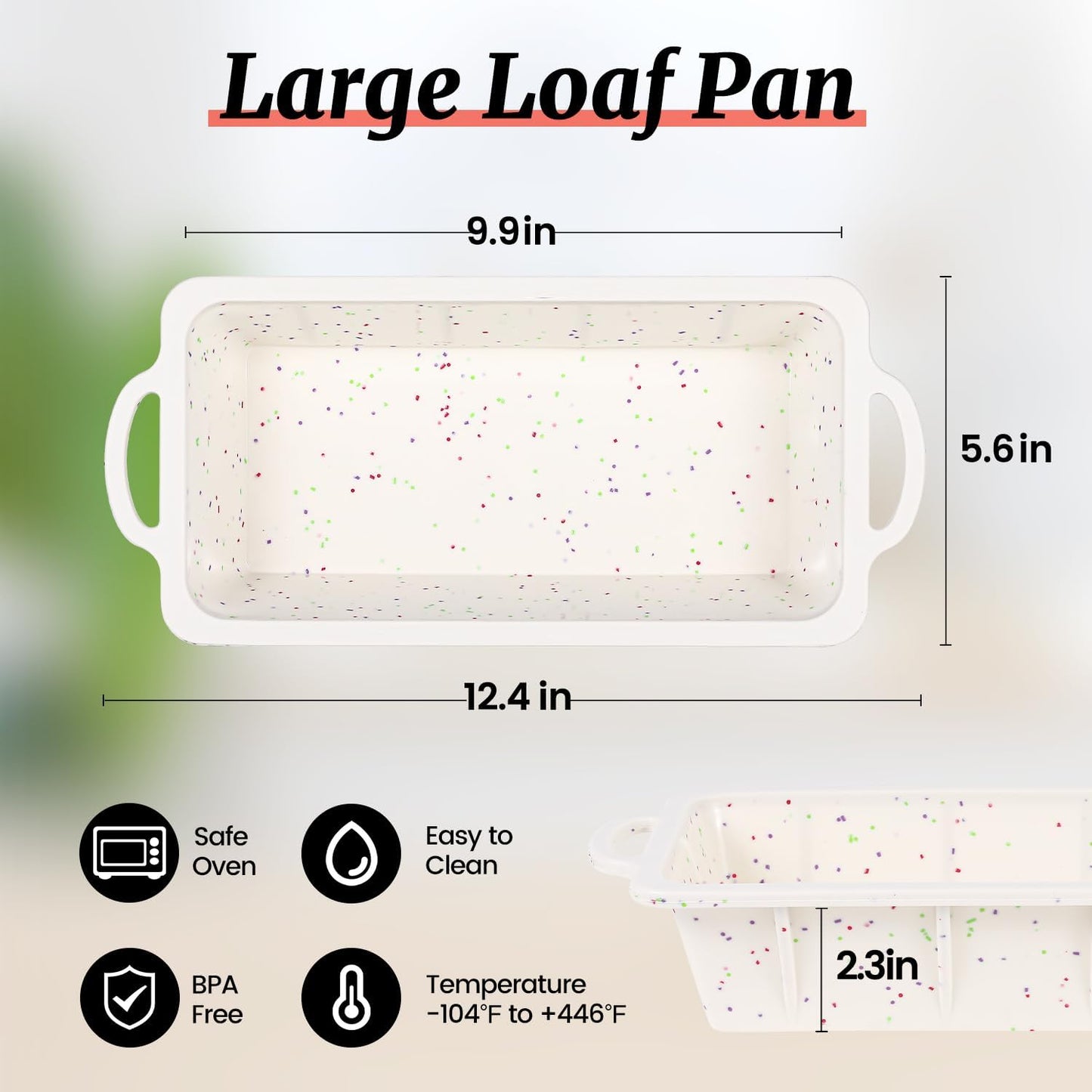 Silicone Loaf Pan with Metal Frame, Nonstick 10 X 4.8 X 2.3 Inch Silicone Bread Pan for Baking Homemade Loaf, Bread, Meatloaf, Cake, Sandwich BPA Free