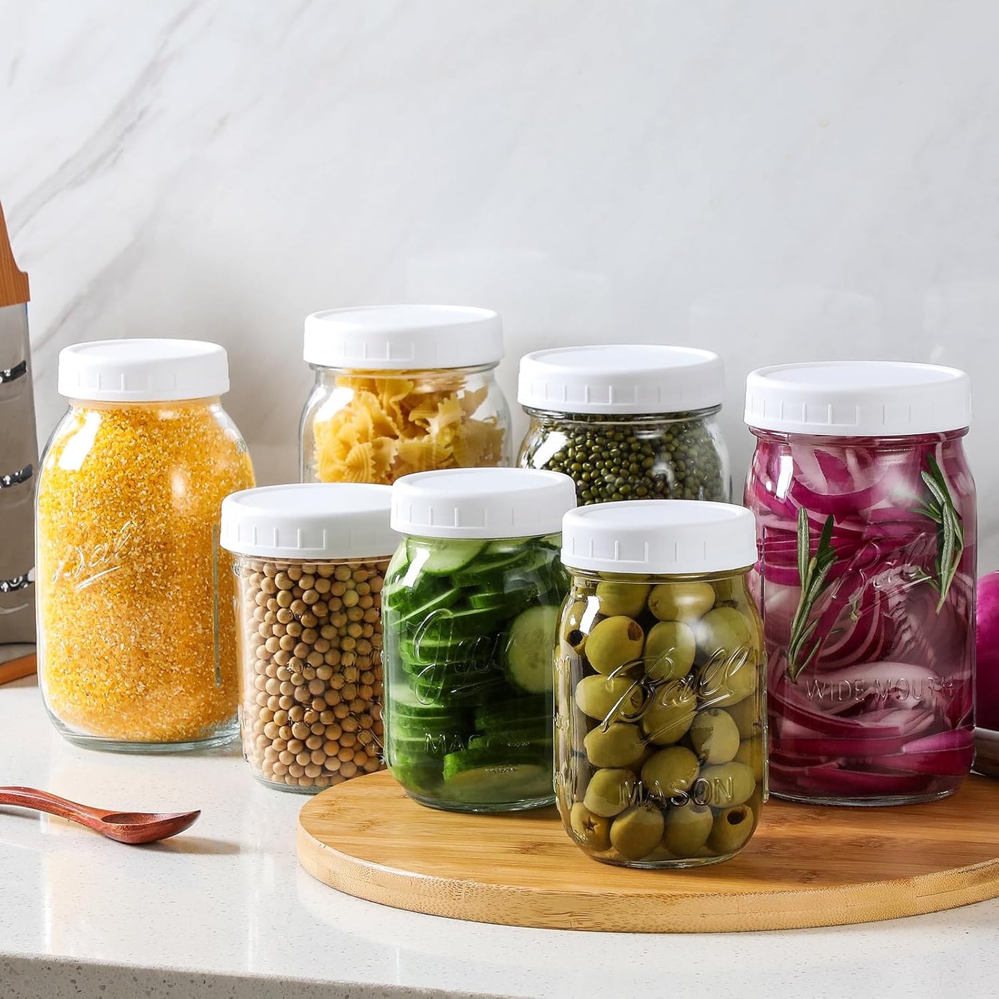 16-Pack Plastic Mason Jar Lids - 8 Regular Mouth and 8 Wide Mouth Jar Lids - Plastic Storage Caps for Ball, Kerr Canning Mason Jars - 100% Sealing & Dishwasher Safe & Food Grade