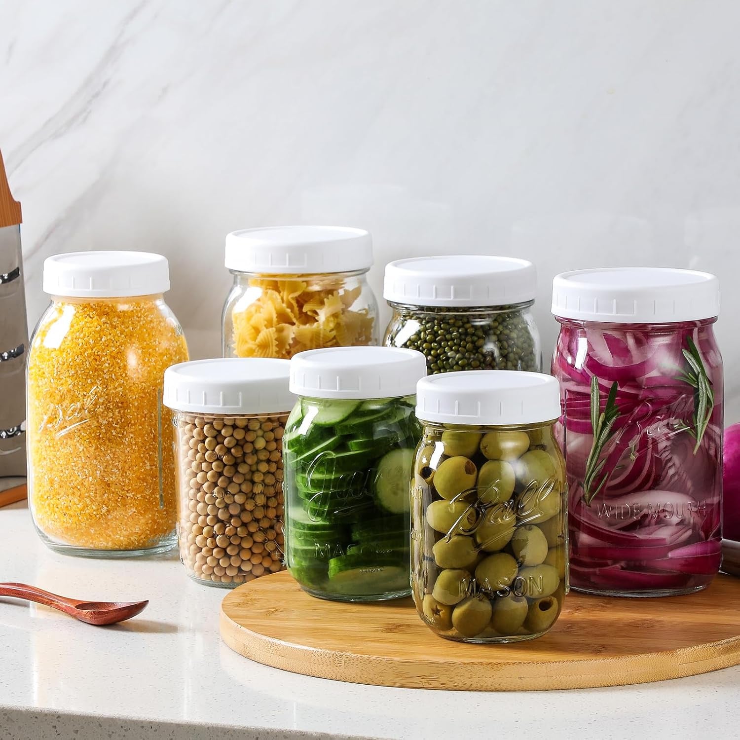 16-Pack Plastic Mason Jar Lids - 8 Regular Mouth and 8 Wide Mouth Jar Lids - Plastic Storage Caps for Ball, Kerr Canning Mason Jars - 100% Sealing & Dishwasher Safe & Food Grade