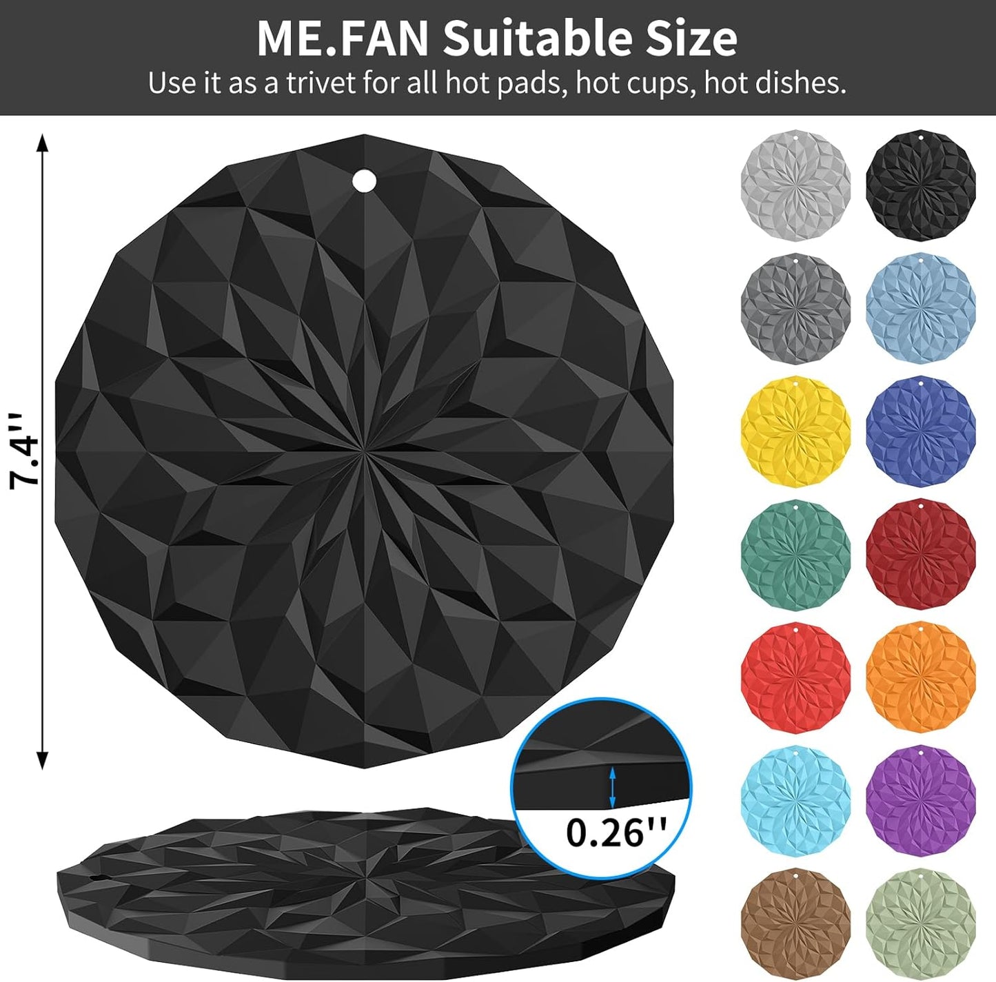 Silicone Trivet Mats - 4 Pack Pot Holders - 7.4'' Thickened Hot Pads for Hot Pots, Pans and Dishes, Heat Resistant Silicone Trivet for Table and Counter Top Desert Sage
