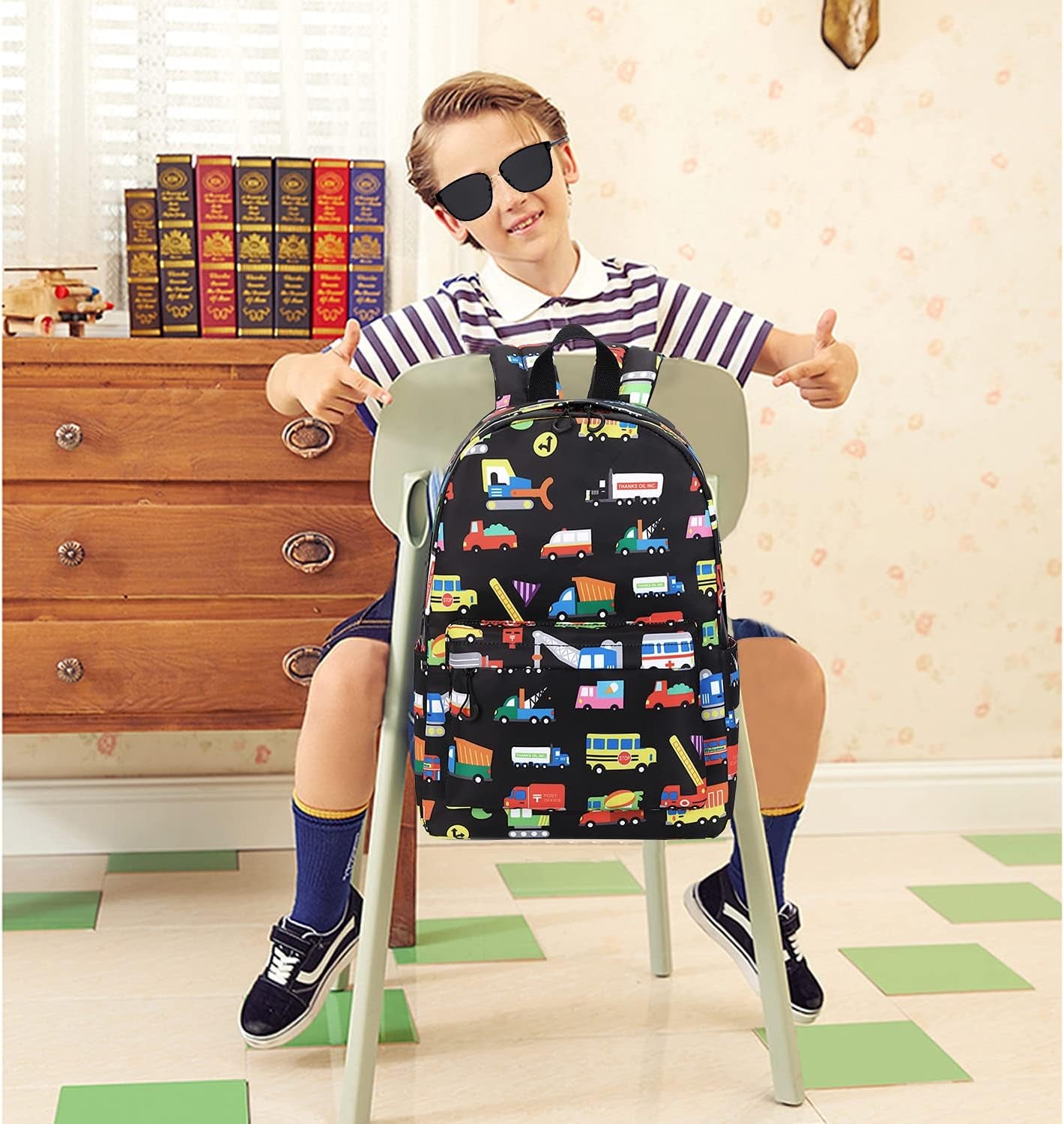 Preschool Backpack Kids School Bookbags for Boys Girls Kindergarten Toddler School Bags (Truck Navy)