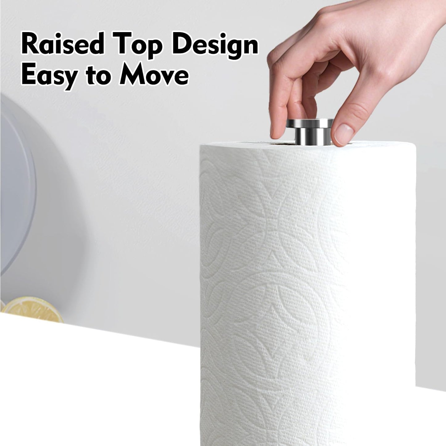 Weighted Marble Base Paper Towel Holder for Kitchen Countertop - Elegant White Design