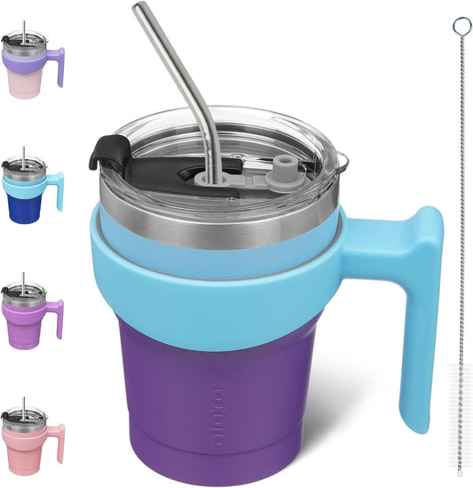 Tumbler with Handle 10Oz Stainless Steel Insulated Tumbler with Lid and Straw for Water or Ice Coffee,Ocean Dream