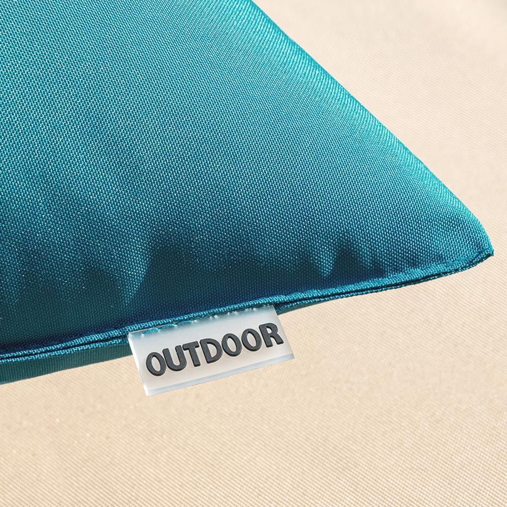Pack of 2 Decorative Outdoor Waterproof Pillow Covers Square Garden Cushion Sham Throw Pillowcase Shell for Spring Patio Tent Couch 16X16 Inch Deep Blue