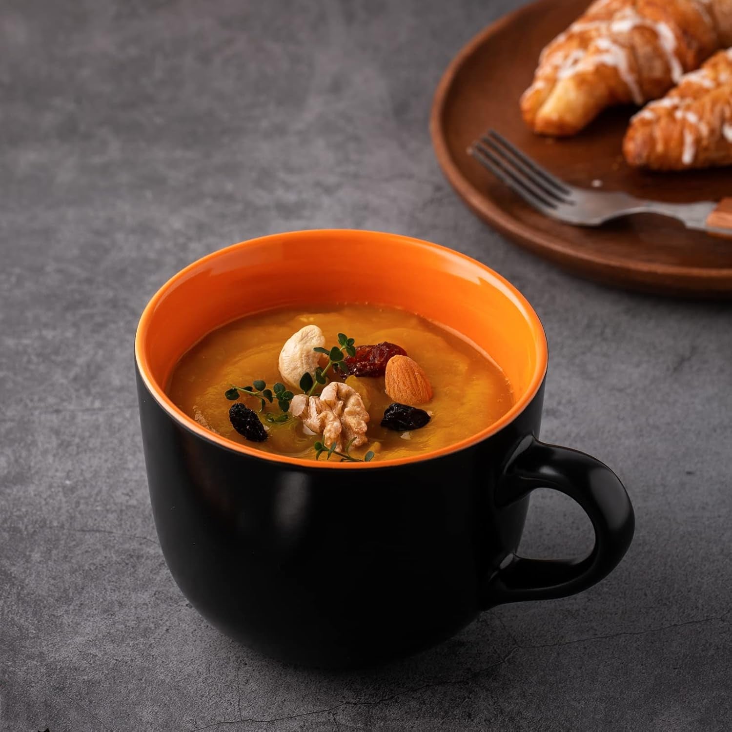 Ceramic Soup Mugs with Vented Lids, 24 Oz Multi-Color Set of 4, Ideal for Soup, Coffee, Cereal, Salad, and Noodles, Microwave and Dishwasher Safe