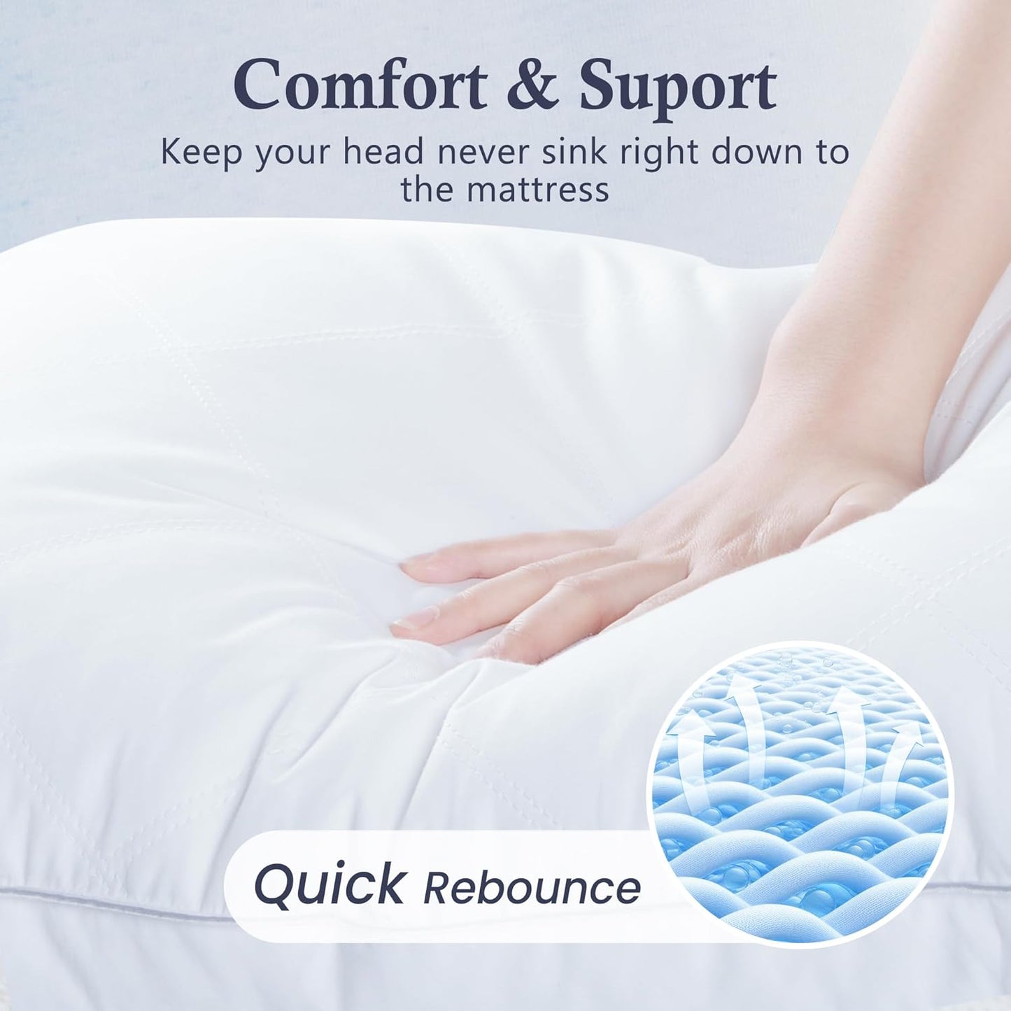 ® Goose Feathers and down Pillows - Made in USA, Pillows Queen Size Set of 2, Hotel Pillow with 100% Cotton Cover, Luxury Gusseted Bed Pillows for Sleeping