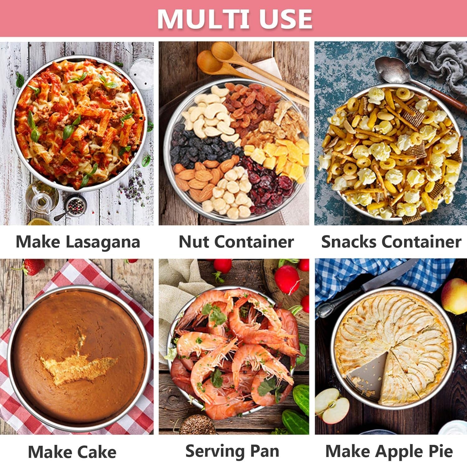 Cake Pan Set of 3, 4" + 6" + 8" round Baking Layer Tier Cake Pans Tins, Stainless Steel Bakeware for Birthday Weeding, Heavy Duty & Non Toxic, Mirror Finish & Dishwasher Safe