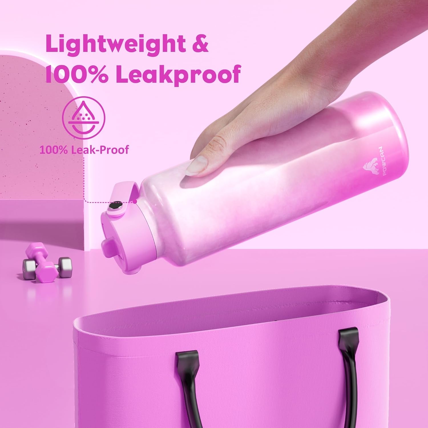 24 Oz Double Walled Water Bottle for Women: Leakproof, Cup Holder Friendly, Standard Mouth, Top Handle, Insulated Stainless Steel Flask for Student, Teacher, Nurse, Commuter, Bag, Home (Cloudy Rose)