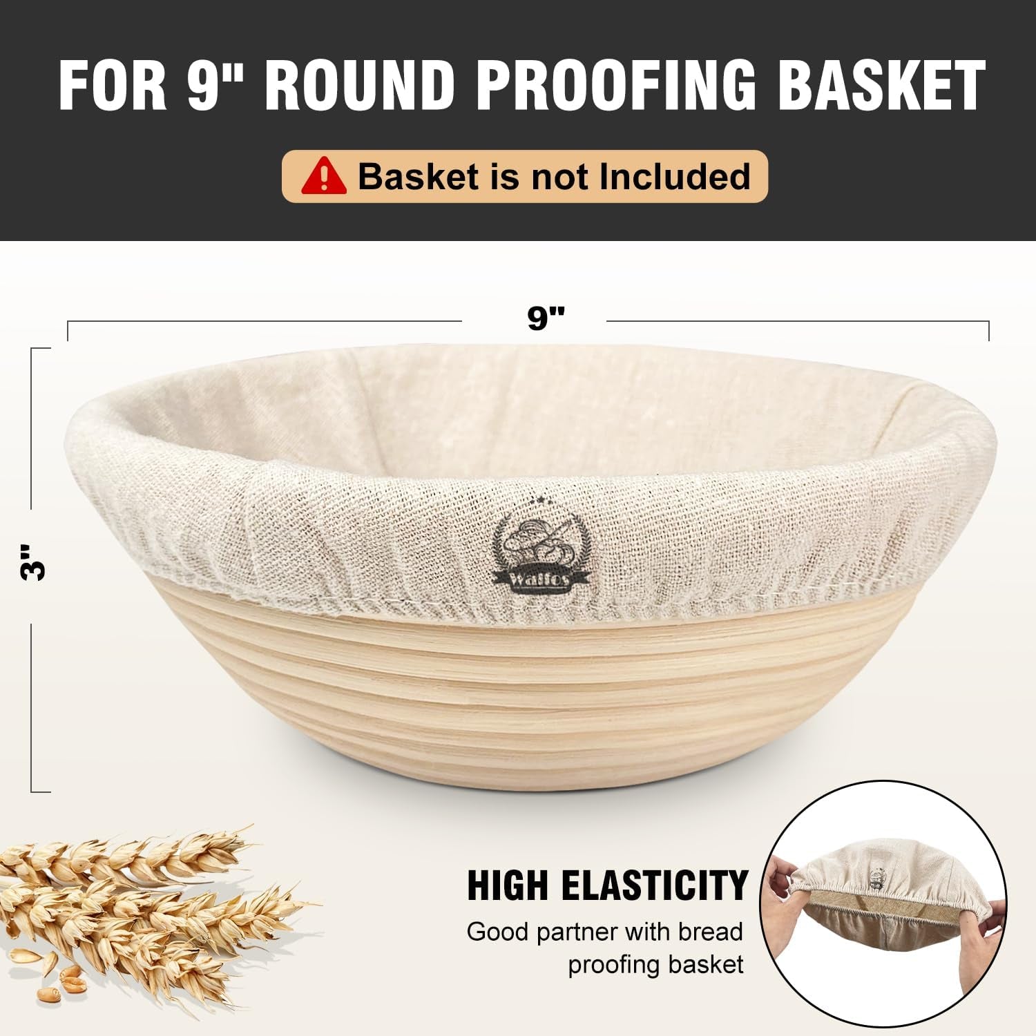 Bread Basket Liner Cloth, 9 Inch round Bread Proofing Basket Cloth Liner, Baking Dough Basket Cover Natural Rattan Banneton Proofing Cloth 2 Packs
