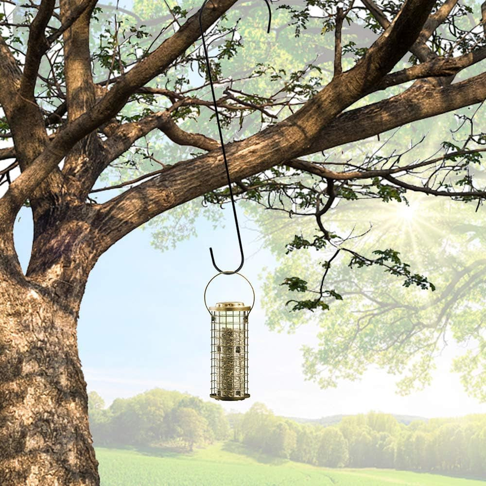 24-Inch Heavy-Duty Tree Branch Hooks - 6-Pack Extra Long Metal Black S Hooks for Hanging Plants, Bird Feeders, and Outdoor Baskets - Suitable for Indoor and Outdoor Use