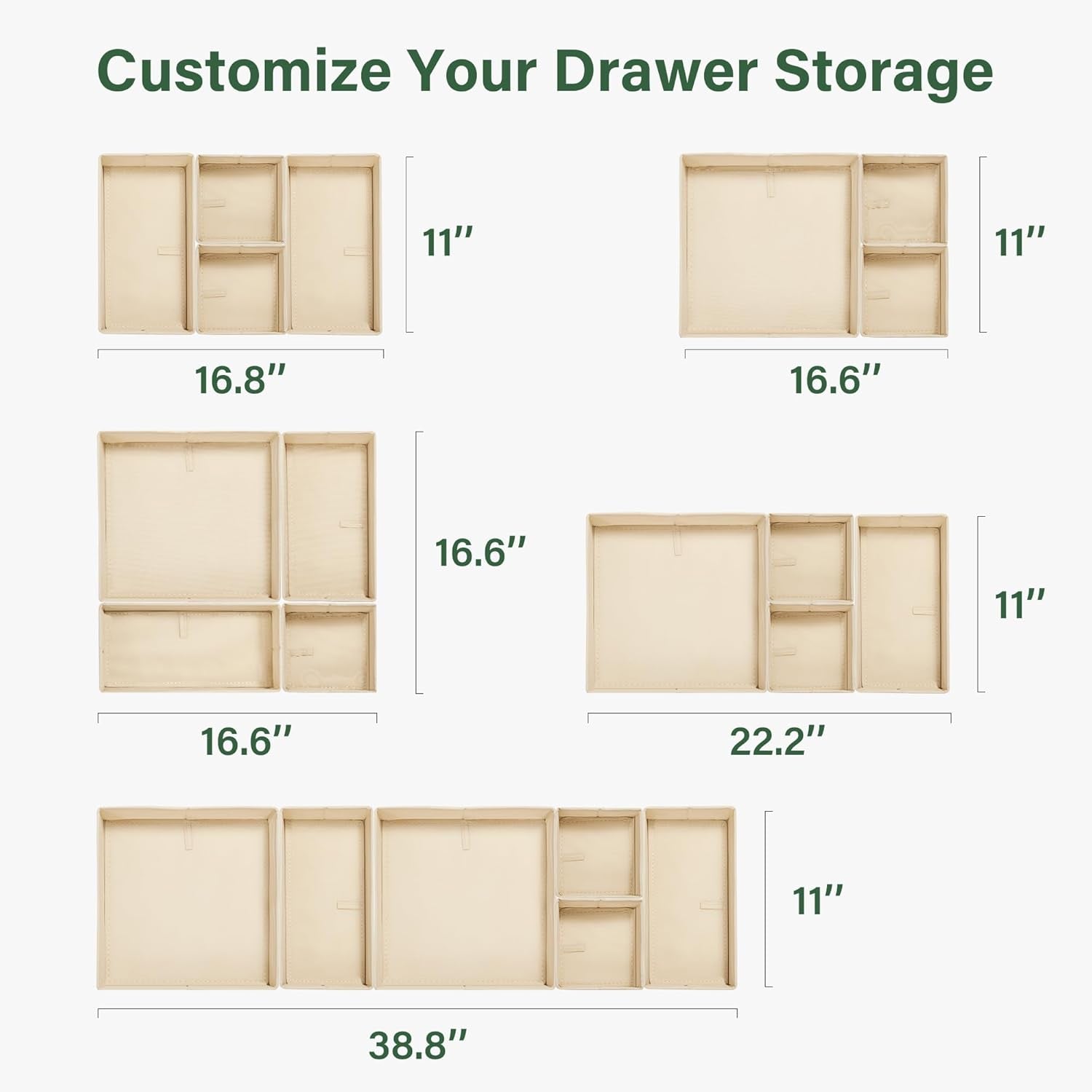 16 Pack Drawer Organizer Clothes, Dresser Drawer Organizers for Clothing Fabric Foldable Closet Organizers and Storage Bins for Baby Clothes, Nursery, Underwear, Bras, Socks