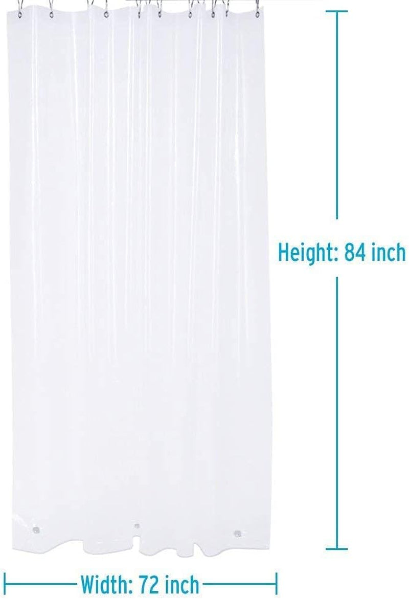Shower Curtain Hooks Rings and 72 X 84 Inches EVA 5G Bathroom Plastic Shower Curtain