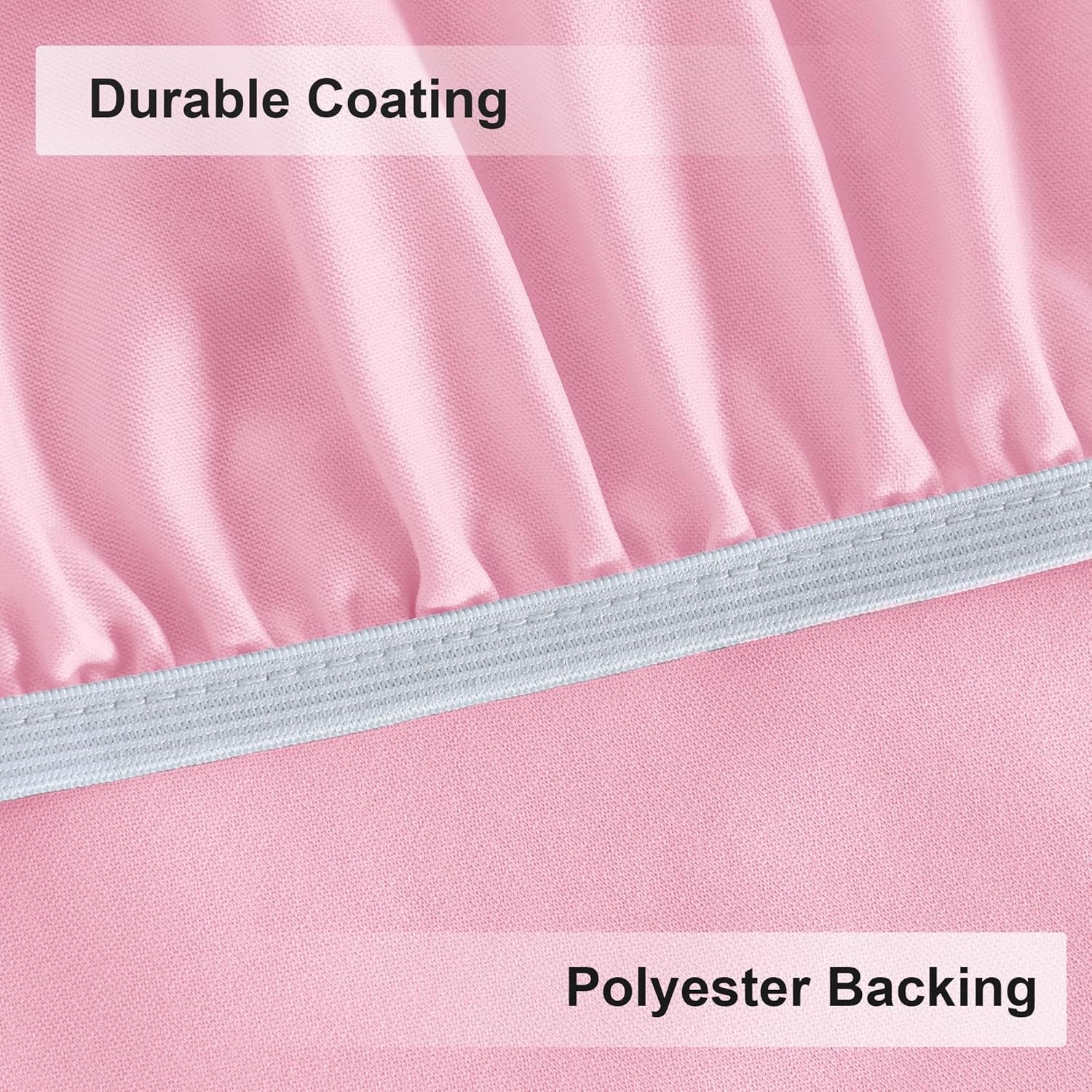 Fitted round Table Cloth, Reversible Waterproof Stain Resistant Elastic Stretch Tablecloth, Wipe Clean Table Cover for Outdoor/Indoor Use, Fits round Tables up to 40" - 44" Diameter, Baby Pink