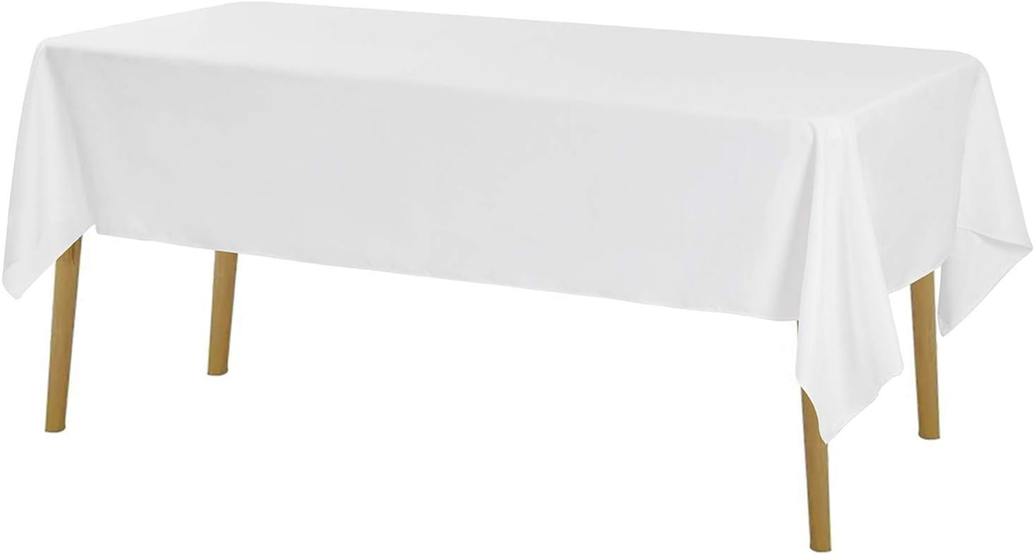 Rectangle Tablecloth 60X102 Inch Washable Polyester Fabric Table Cloth for Wedding Party Dining Banquet Decoration(60X102, White)