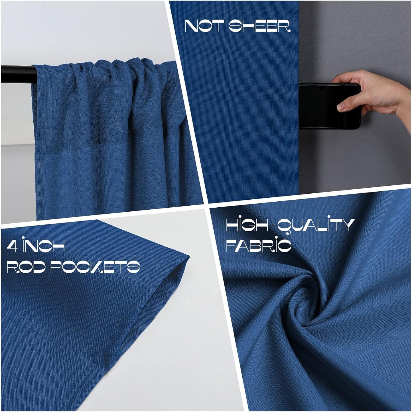 Blue Backdrop Curtains for Wedding, Polyester Backdrop Drapes for Photo Background Baby Shower Decorations, Wrinkle Free Polyester 5Ft X 7Ft Fabric Drape 2 Panels with Rod Pockets