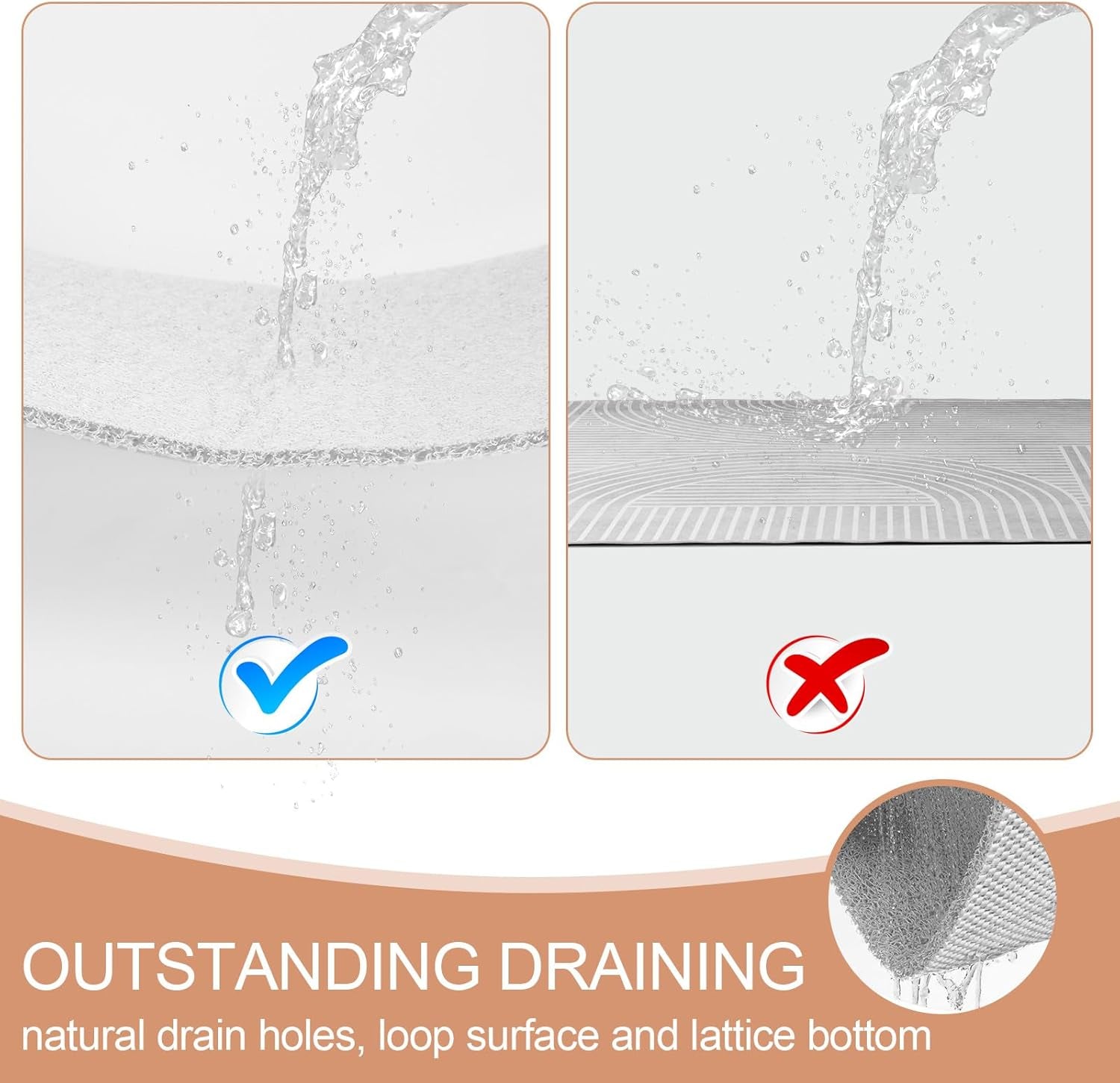 Bathtub Mat Non Slip, Bath Mat for Tub, Shower Mats for inside Shower, 31.5X16 Inch, PVC Loofah Bathroom Mats for Wet Areas, Quick Drying, White