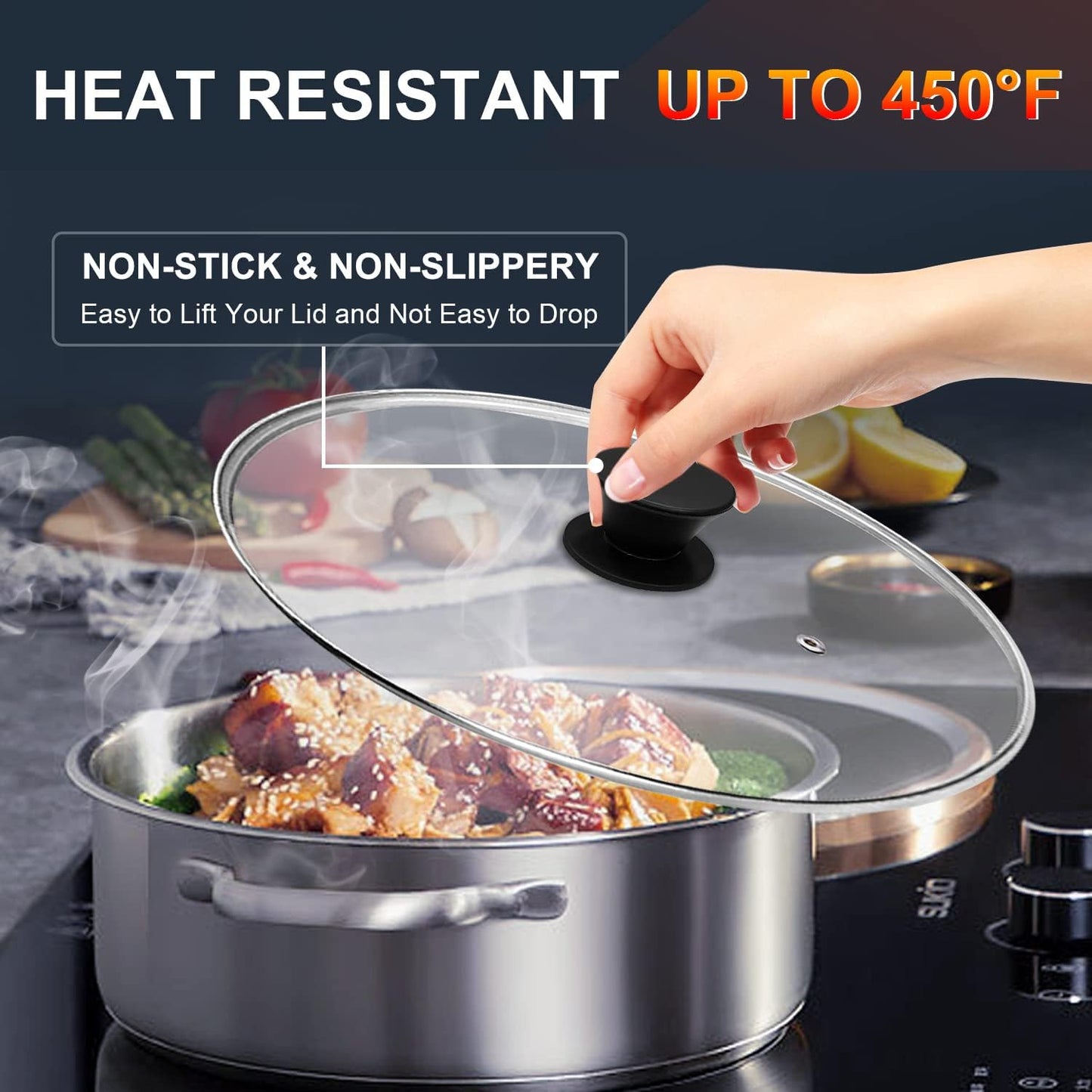 Universal Silicone Pot Lid Replacement Knob, Heat Resistant Pan Lid Holding Handles, BPA Free,Dishwasher Safe, Great for Slow Cookers, Skillets and Kitchen Cookware Covers, 1 Pack