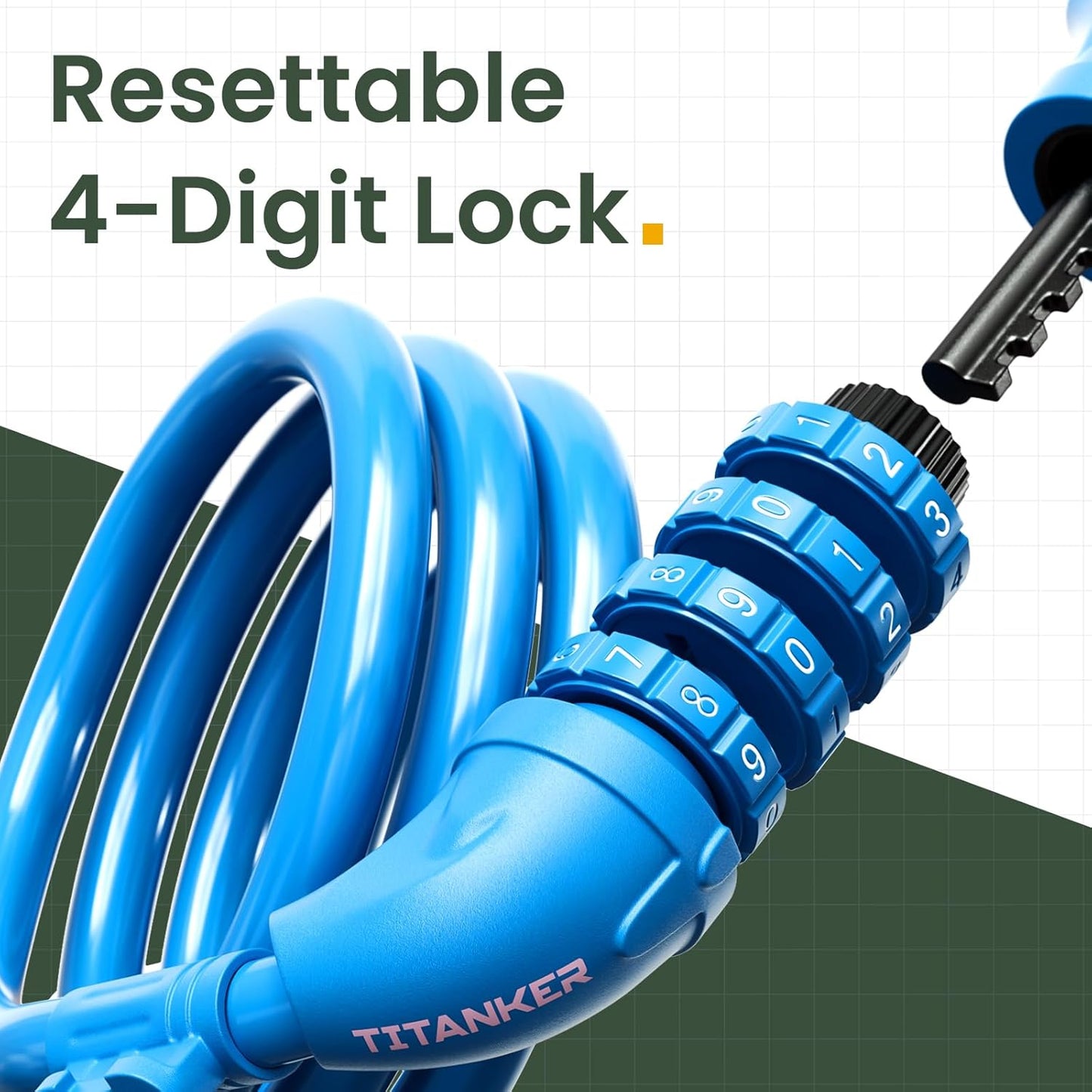 Bike Lock, Bicycle Lock 4 Feet Cable Lock 1/2 Inch Resettable Bike Lock Combination with Mounting Bracket, Bike Accessories for Bicycle, Electric Scooter, Motorcycle