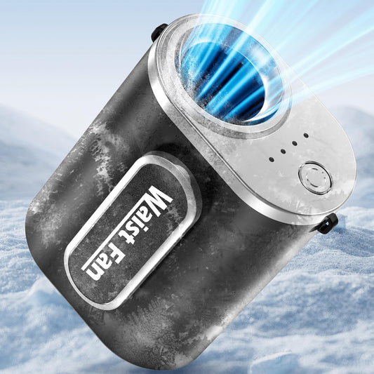 Portable Mini Waist Belt Fan Rechargeable, Upgraded 17500RPM Strong Airflow with 4 Speed Levels, Personal Hands-Free Necklace Cooling Fan, under Shirt Cooling for Blue Collar, Weeding, Outdoor