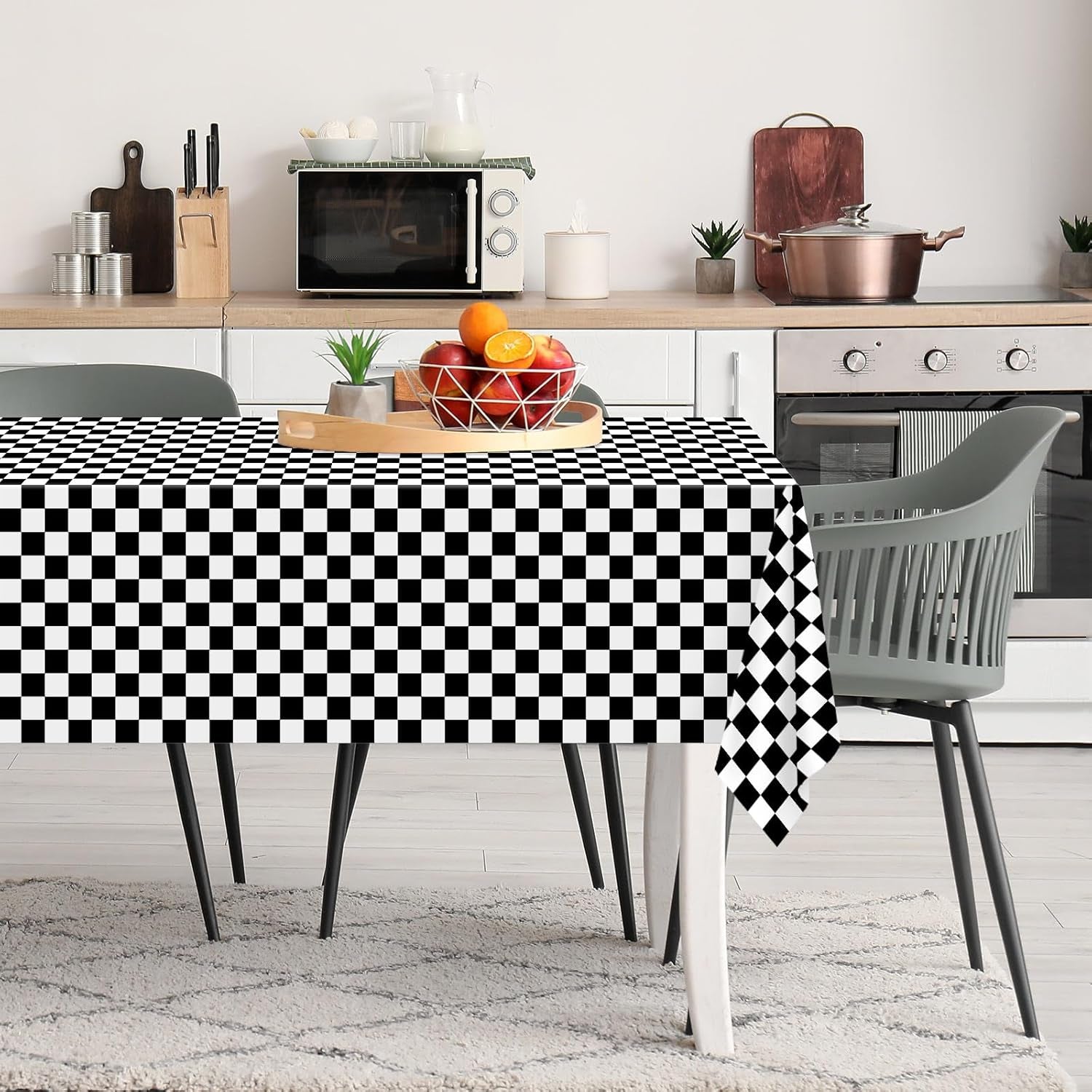 2 Pack Checkered Tablecloth, 54 X 108 Inches Black and White Gingham Tablecloths Plastic Table Cloth Disposable Picnic Tablecovers for Rectangle Table