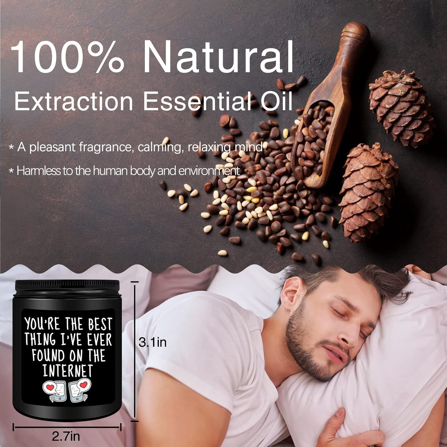Gifts for Him,Anniversary,Valentines Day,Birthday Gifts for Men Him Boyfriend,Best Thing I Found on the Internet Candles-Black Cedar & Sandwood Scented
