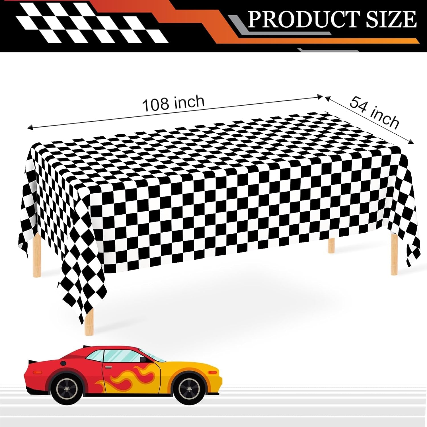 2 Pack Black and White Gingham Tablecloth Rectangular Buffalo Checkered Tablecloths Disposable Plastic Plaid Table Cover for Parties, Outdoor Picnic, Birthday, Wedding, Camping 54 × 108 Inch