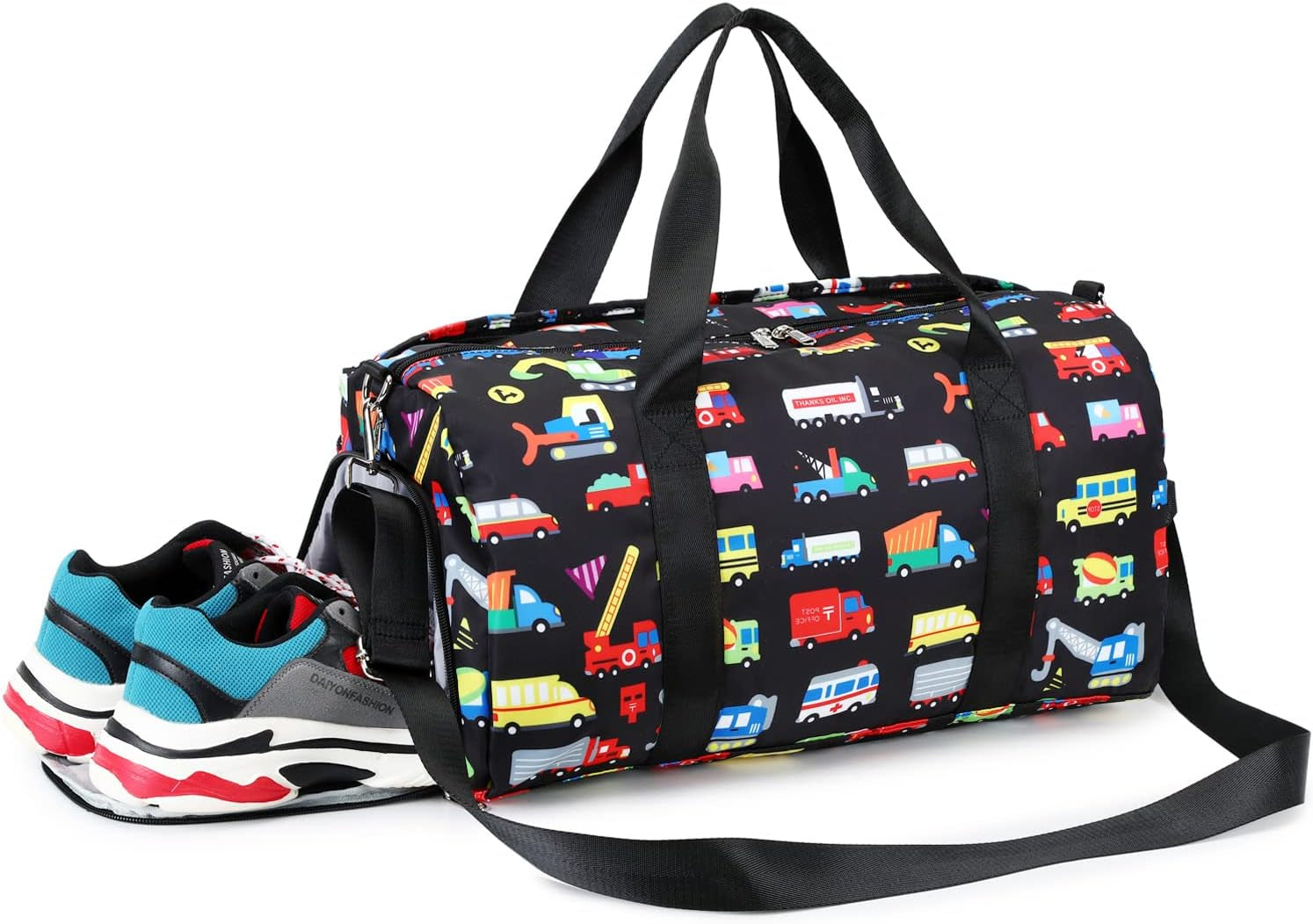 Kids Duffle Bag for Boys Girls Water Resistant Small Gym Bag Overnight Weekender Travel Tote with Shoe Compartment and Wet Pocket