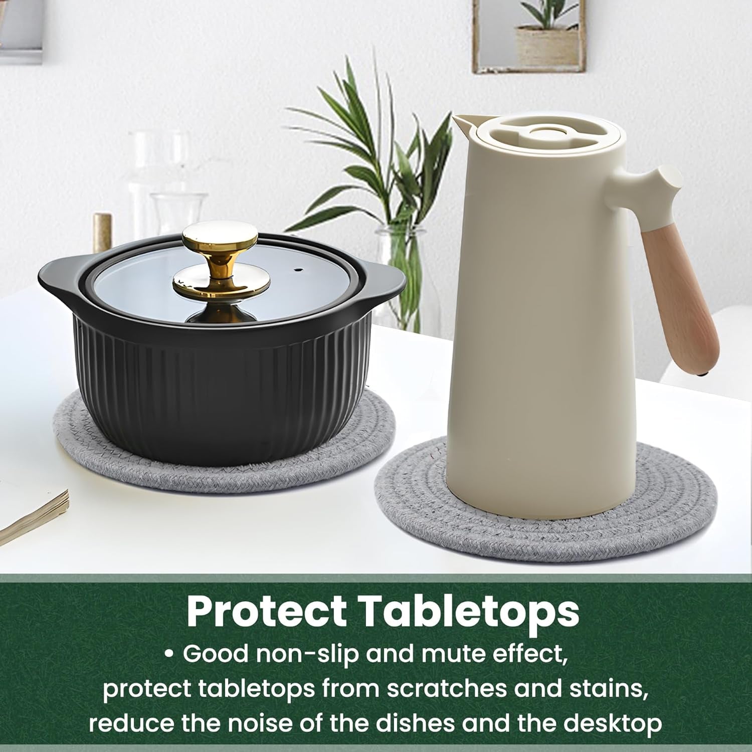 8 Inch Trivets for Hot Dishes, Hot Pots and Pans, Thick Heat Resistant Large Coaster for Kitchen, Hot Pads, Kitchen Essentials, Kitchen Decor for Table & Countertop, 6 Pcs