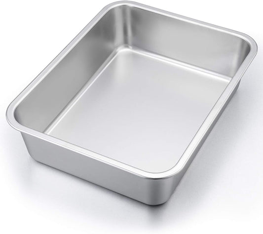 Lasagna Pan, Rectangular Cake Pan Roaster Pasta Baking Cookie Sheet Pans Stainless Steel, Heavy Duty & Durable, Oven & Dishwasher Safe, 12.7" L X 3.2" H