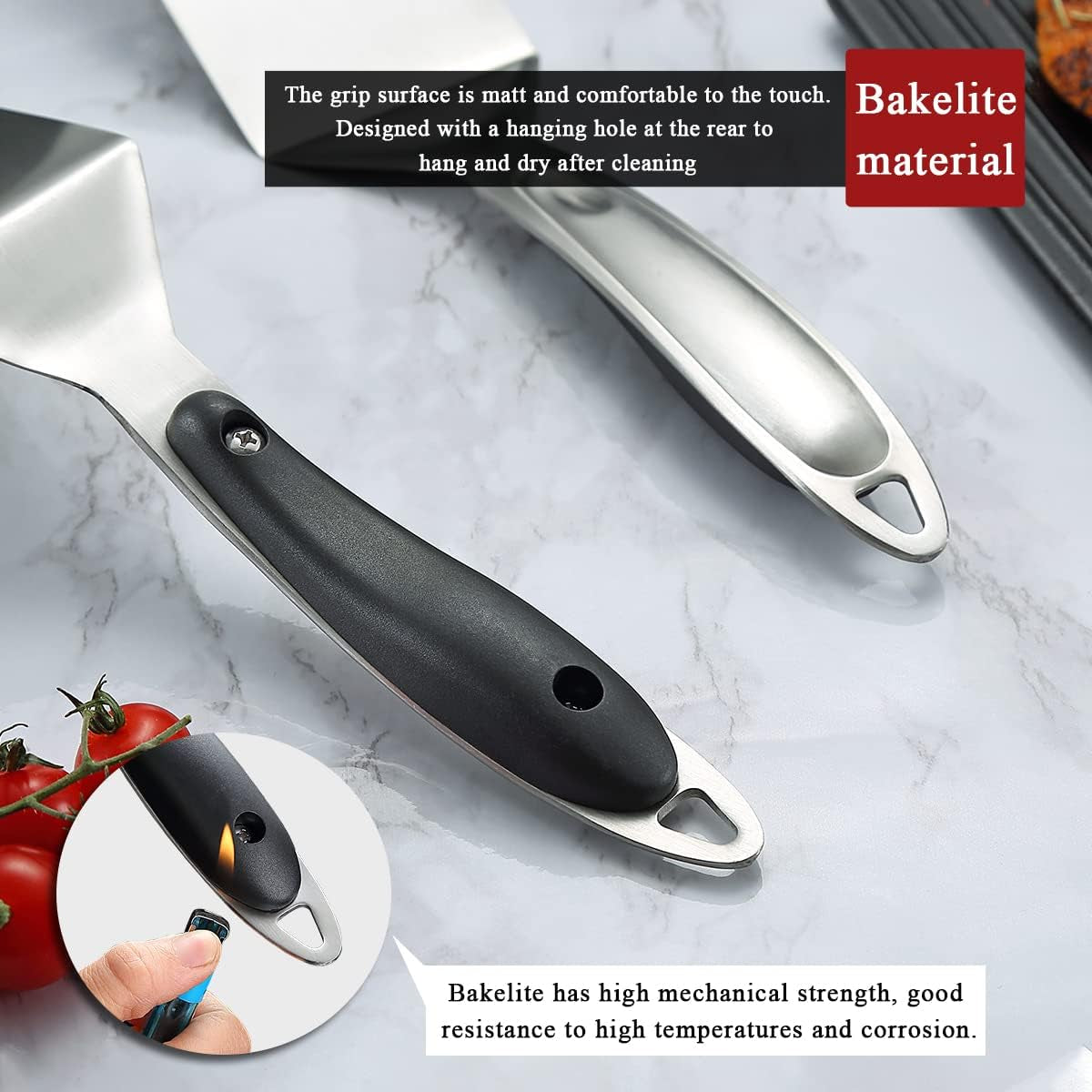 5-Piece Stainless Steel Grill Accessories Kit with Bakelite Handles for Heat Resistance and Durability