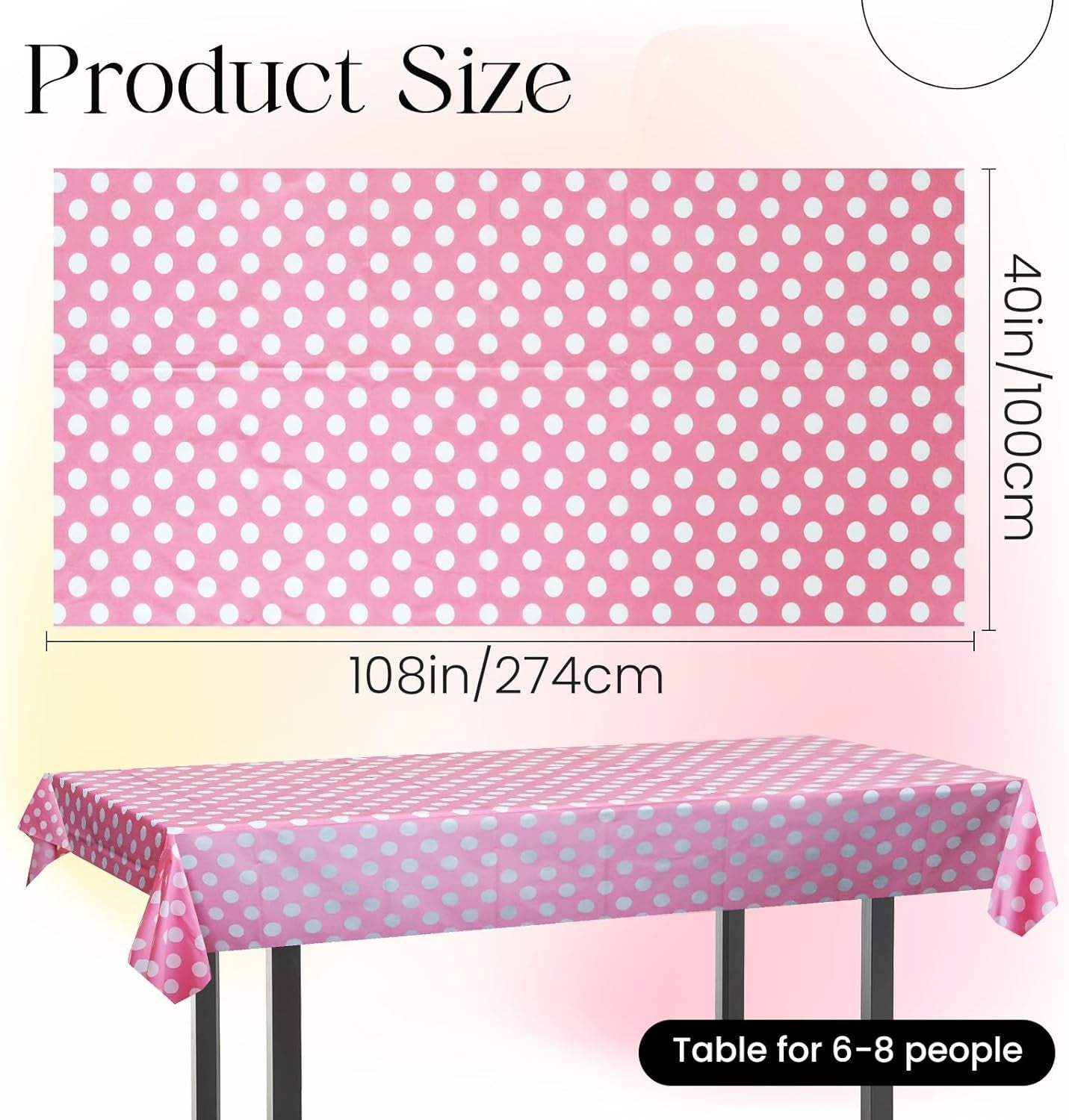 Set of 2 Pink Polka Dot Rectangle Tablecloths - 54"x72" Decorative and Stain-Resistant Table Covers for Dining, Buffets, Weddings, Camping, and Parties
