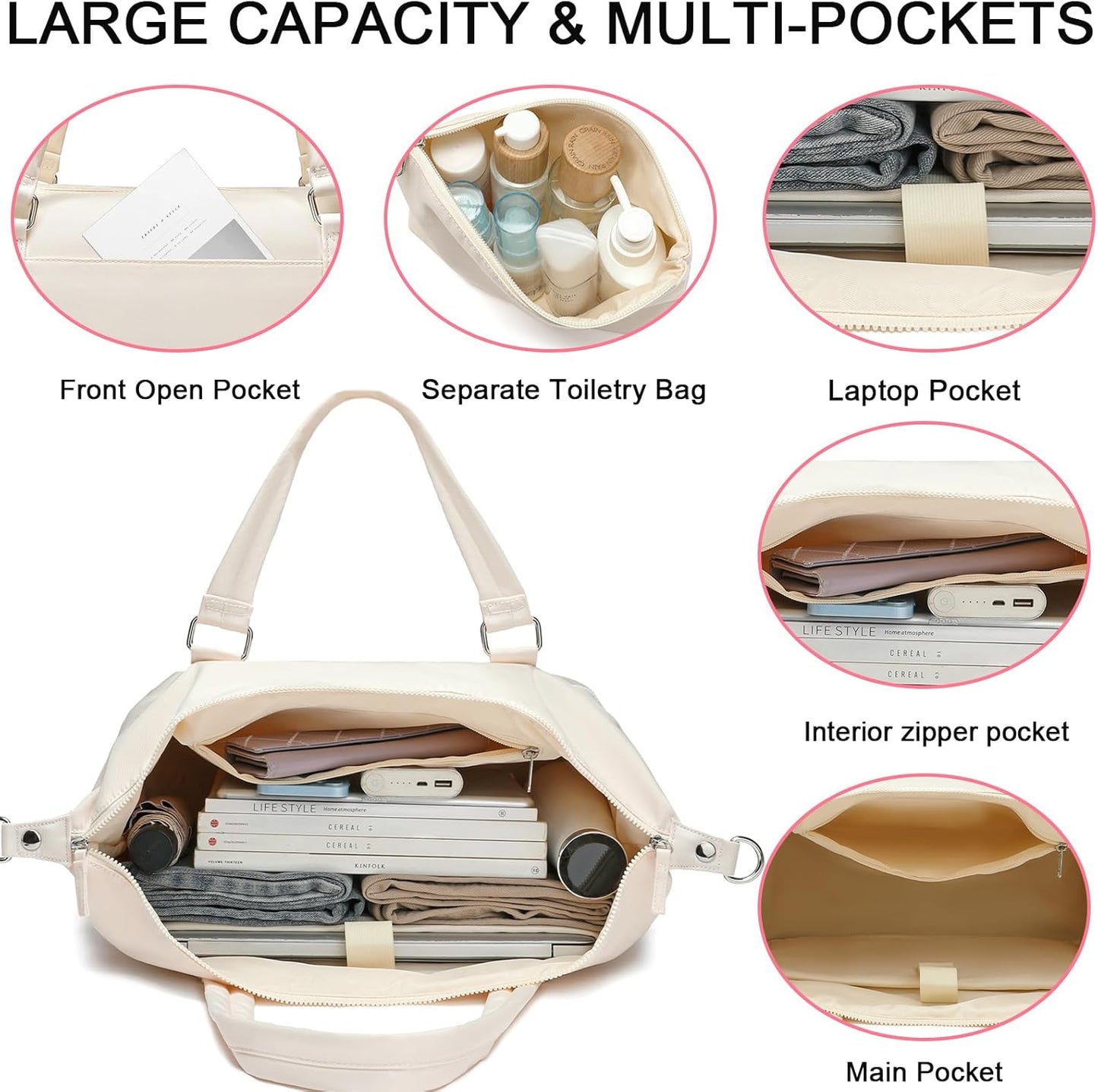 Travel Weekender Bag for Women Carry-On Tote Bag with Shoe Compartment Duffle Overnight Bag