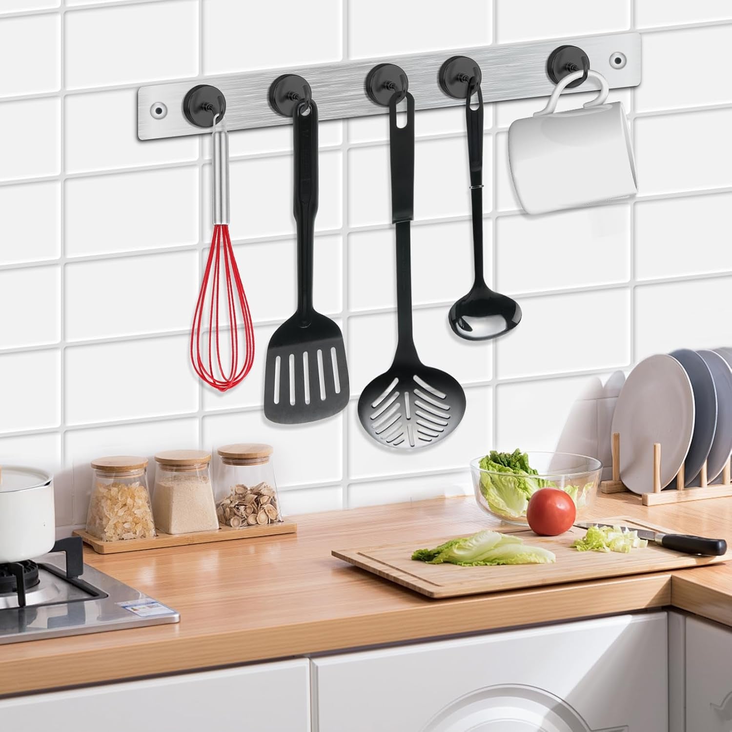 Heavy-Duty Magnetic Hooks, 130 lbs Capacity - Pack of 4, Ideal for Cruise Cabins, Refrigerators, Home, Office, and Grilling (Black)