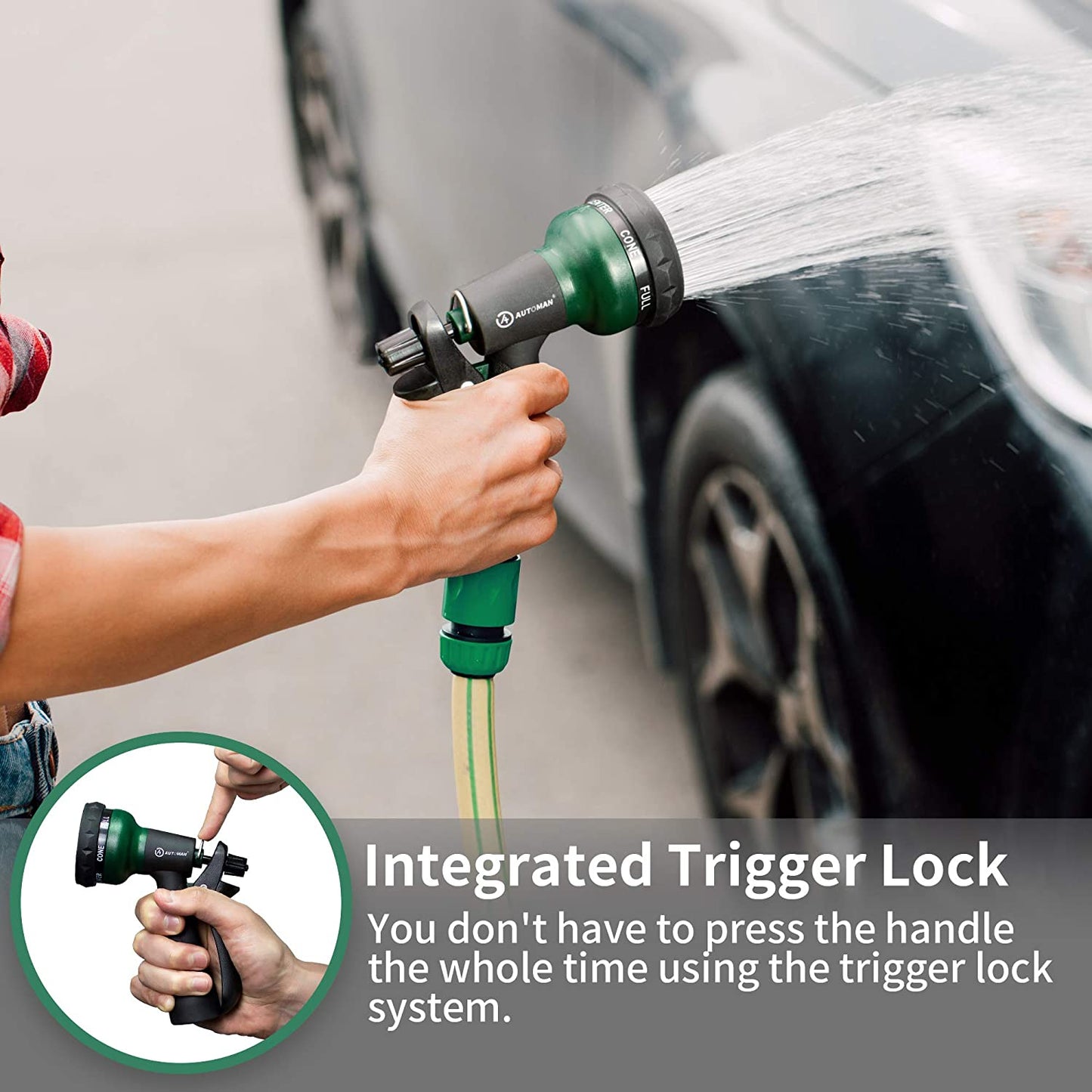 7-Pattern Garden Hose Nozzle & Brass Adjustable High Pressure Nozzles 2 Pack Spray Gun