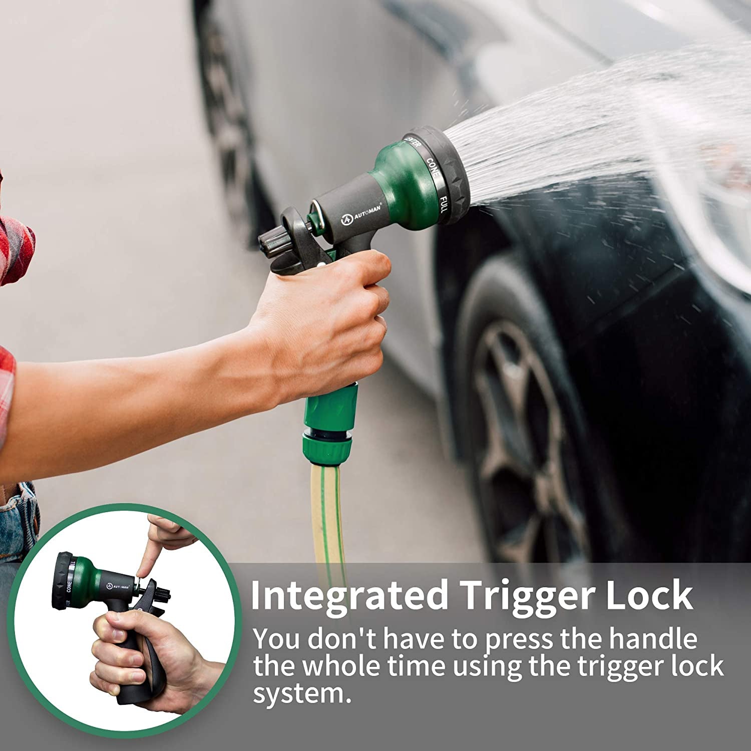 7-Pattern Garden Hose Nozzle & Brass Adjustable High Pressure Nozzles 2 Pack Spray Gun