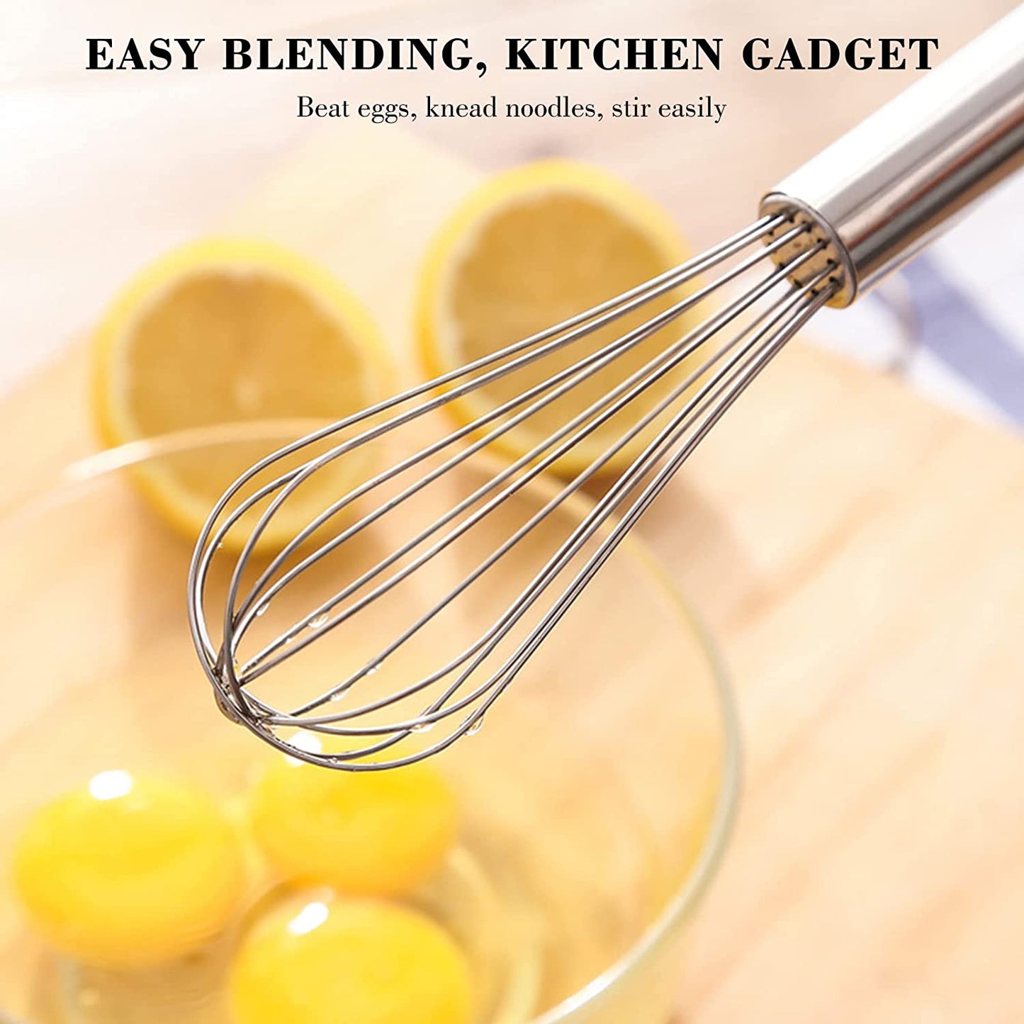 Whisk, Stainless Steel Wisk Set 8" 10" Kitchen Whisk Wisking Tool Kitchen Wisk Wire Whisks for Cooking, Whisking, Blending, Beating, Stirring-…